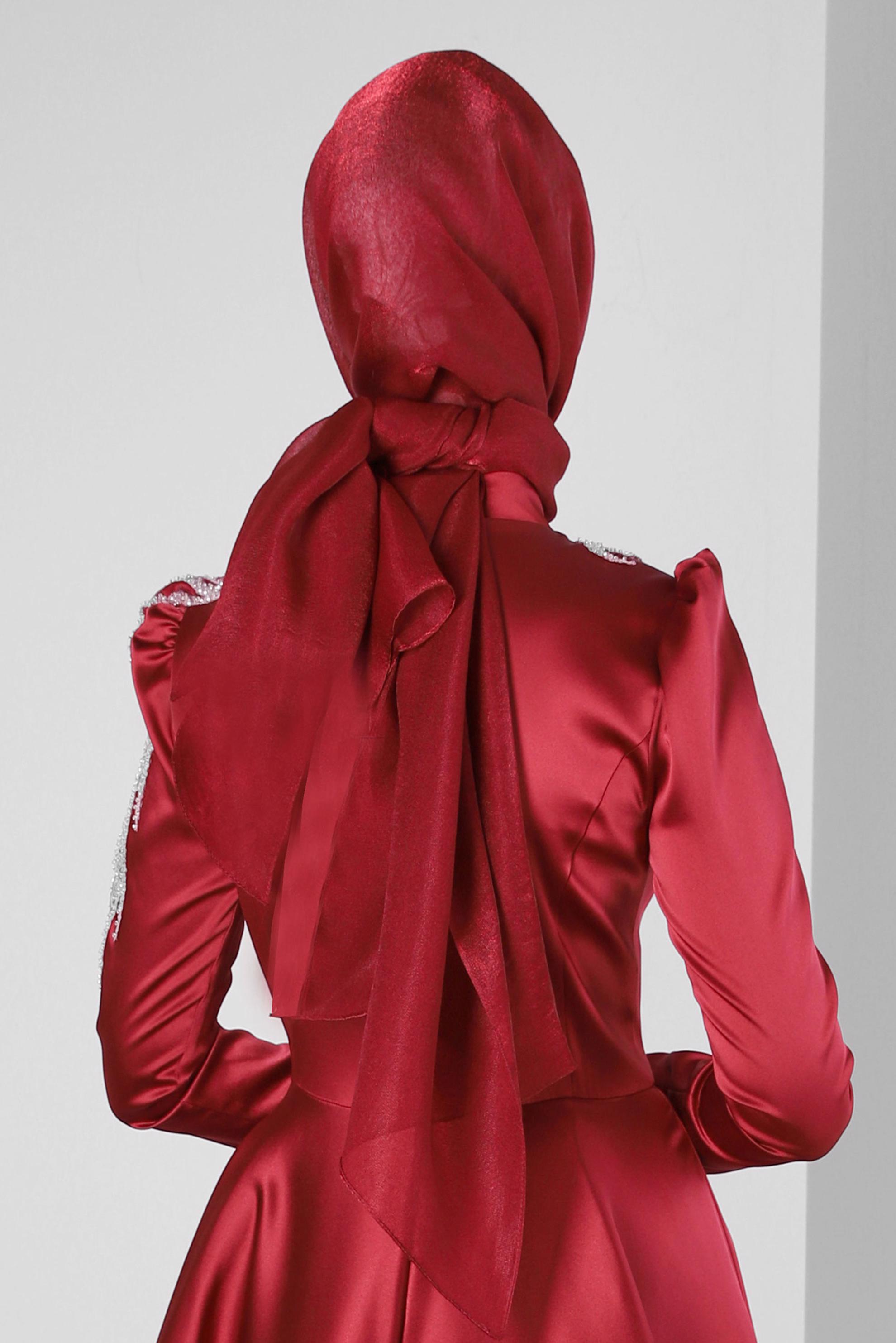 Vêtements hijab ROUGE BORDEAUX CHÂLE À PAILLETTES ALVINA 8240