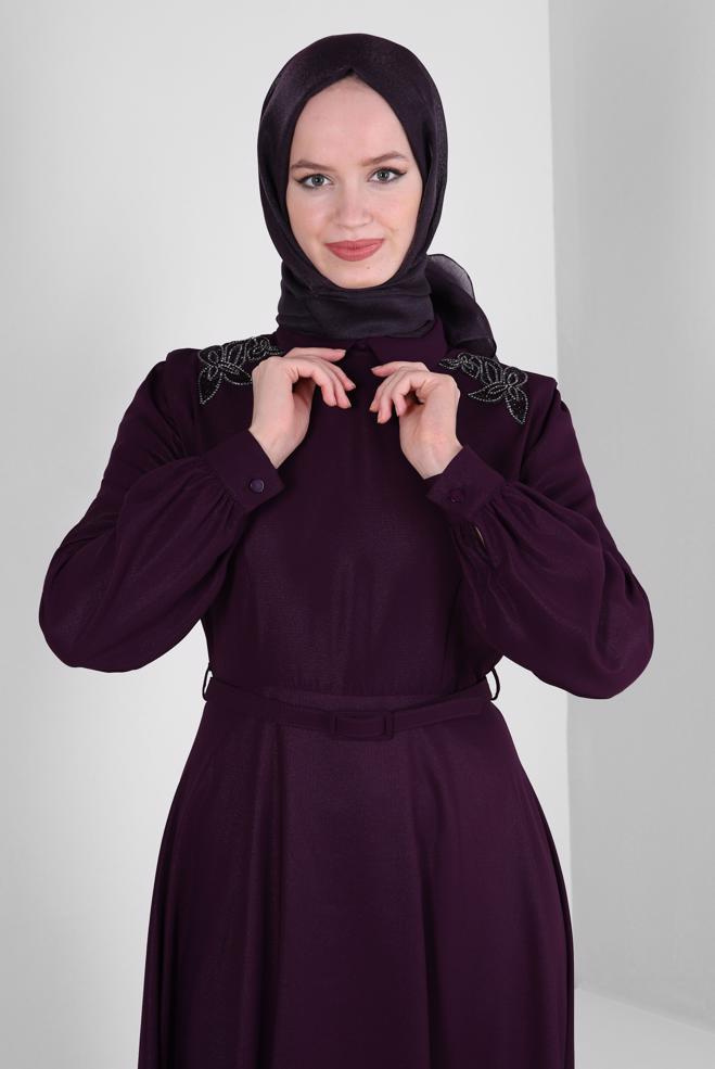 Vêtements hijab PRUNE CHÂLE À PAILLETTES ALVINA 8240 - ALVİNA