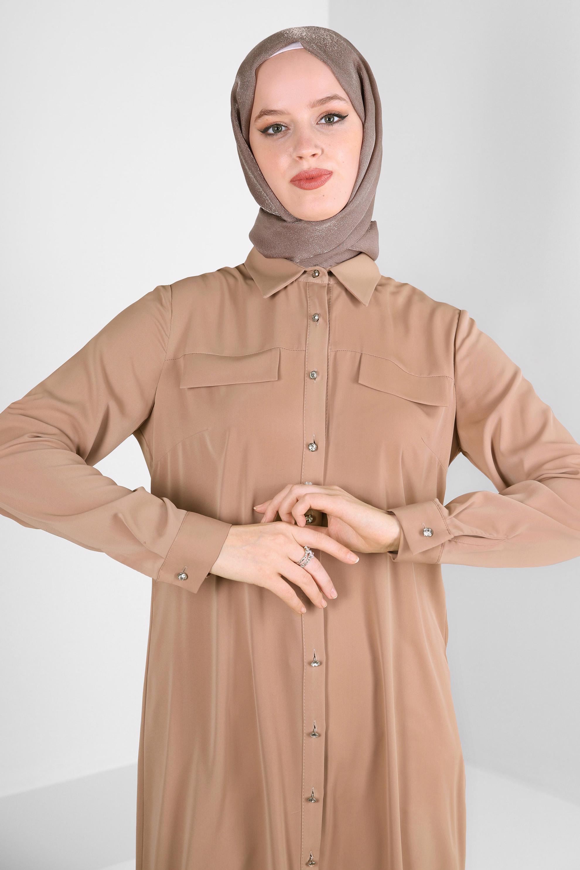 Tesettür giyim KAHVE ALVİNA SİMLİ ŞAL 8240