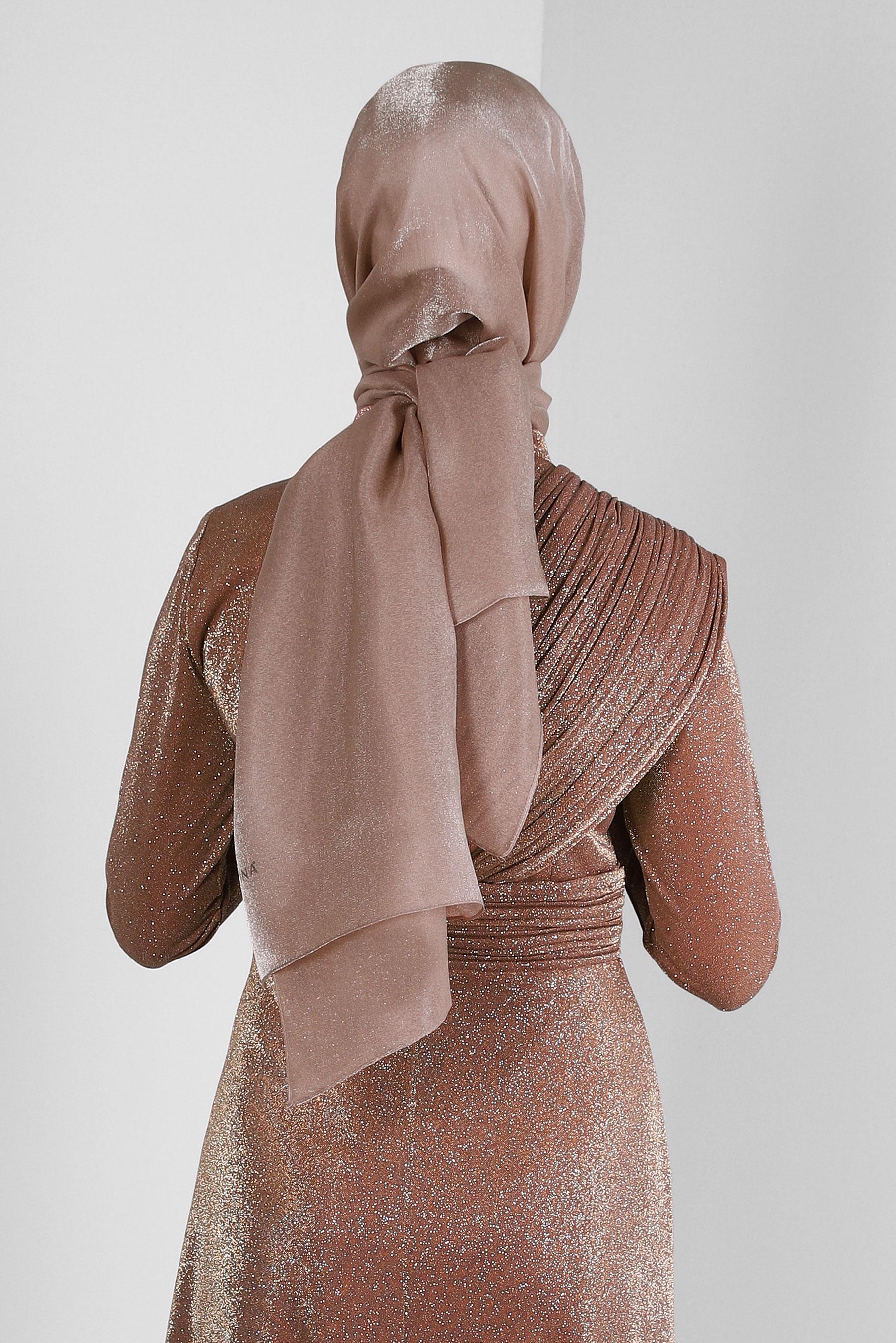 Tesettür giyim VİZON ALVİNA SİMLİ ŞAL 8240