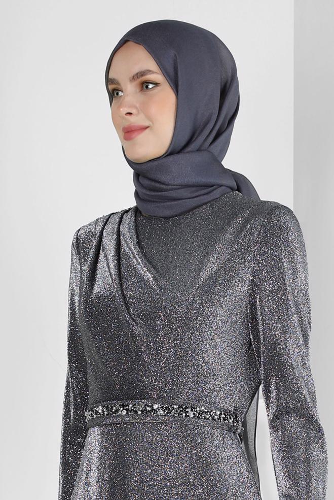 Vêtements hijab GRIS CHÂLE À PAILLETTES ALVINA 8240 - ALVİNA