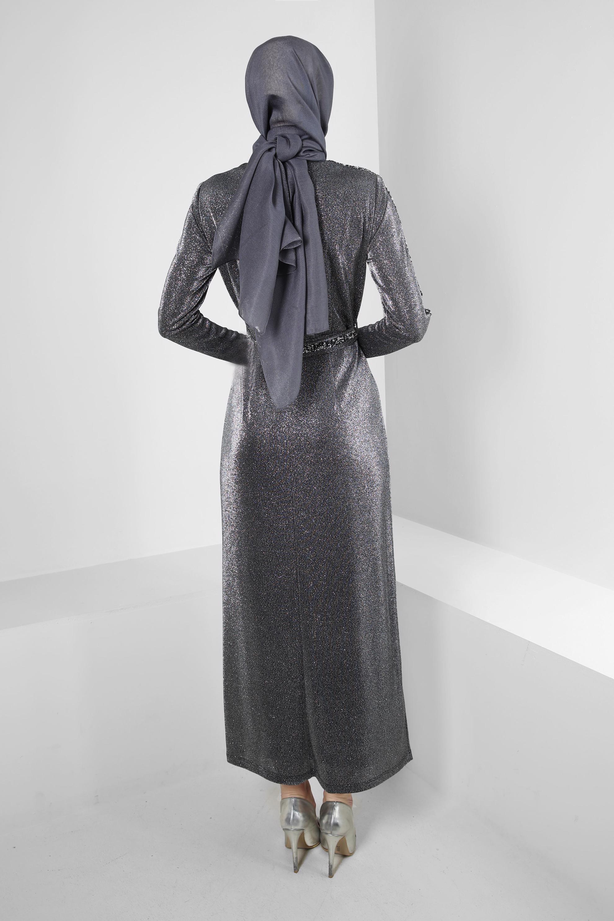 Tesettür giyim GRİ ALVİNA SİMLİ ŞAL 8240