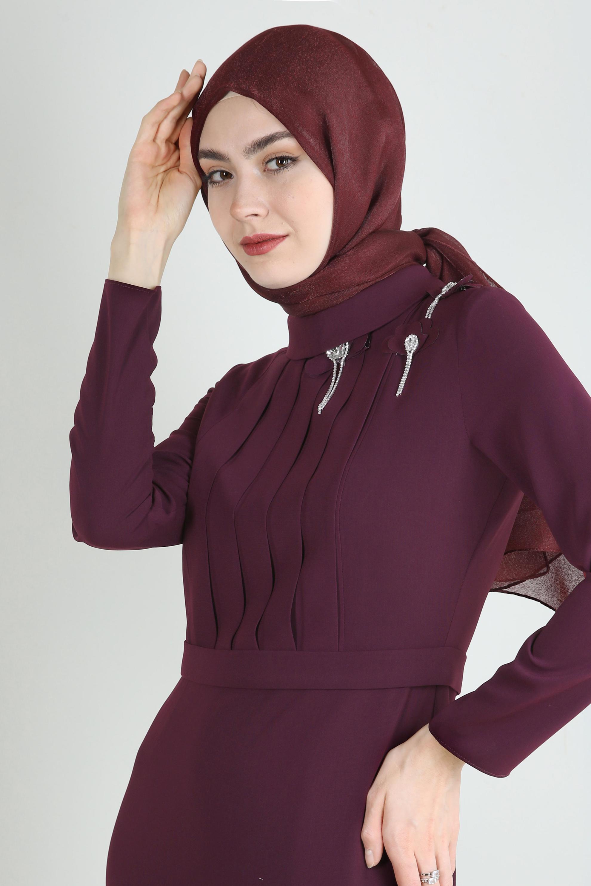 Vêtements hijab ROUGE BORDEAUX CHÂLE À PAILLETTES ALVINA 8240
