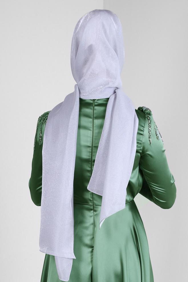 Tesettür giyim GÜMÜŞ ALVİNA SİMLİ ŞAL 8240 - ALVİNA