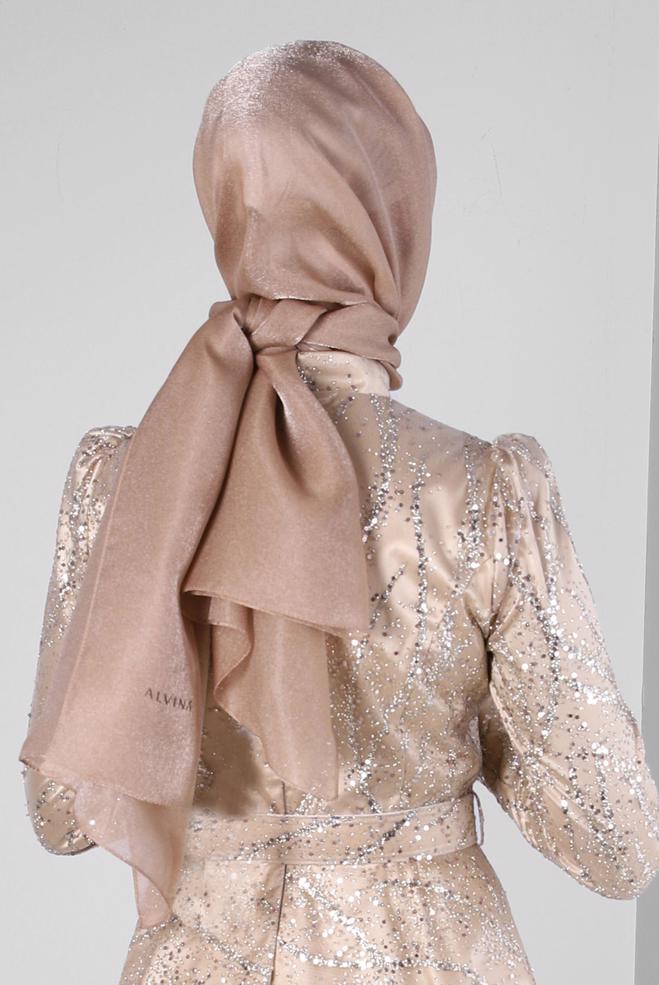 Vêtements hijab BRUN CHÂLE À PAILLETTES ALVINA 8240 - ALVİNA