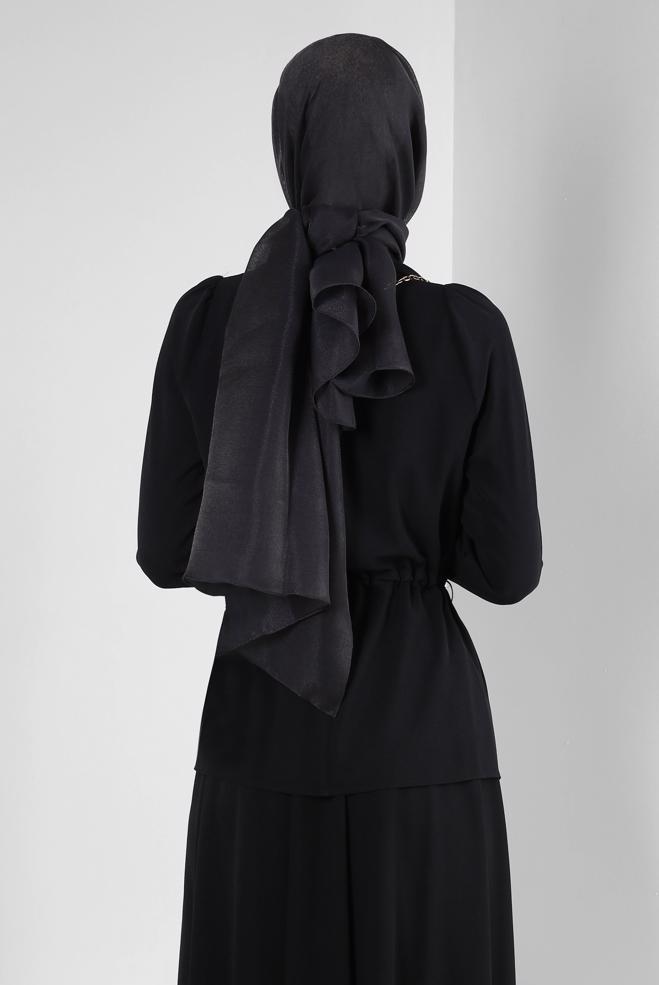 Tesettür giyim GRİ ALVİNA SİMLİ ŞAL 8240 - ALVİNA