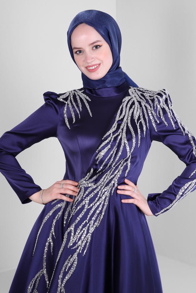 Vêtements hijab BLEU CHÂLE À PAILLETTES ALVINA 8240 - ALVİNA