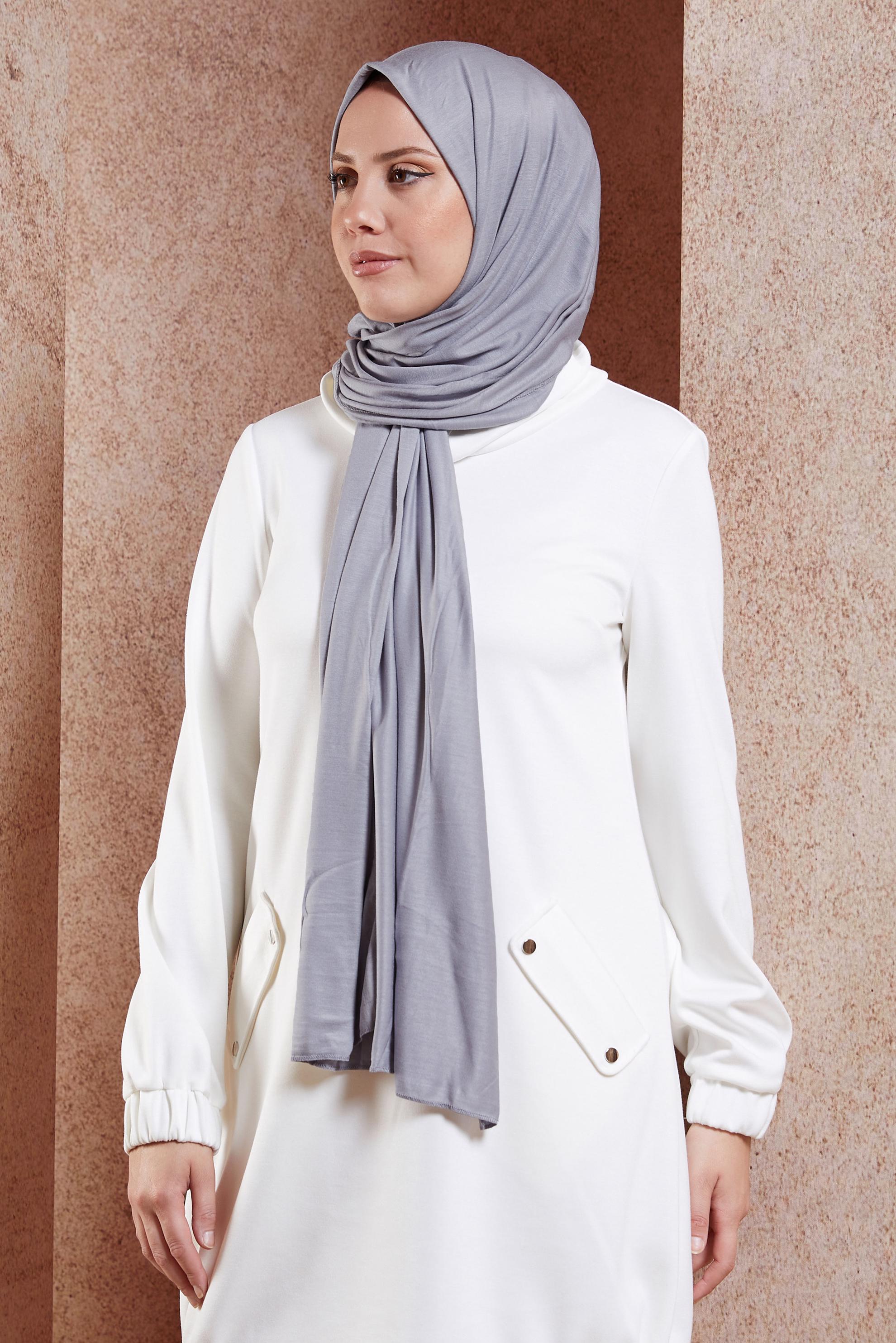 Tesettür giyim GRİ ALVİNA PENYE ŞAL 8251