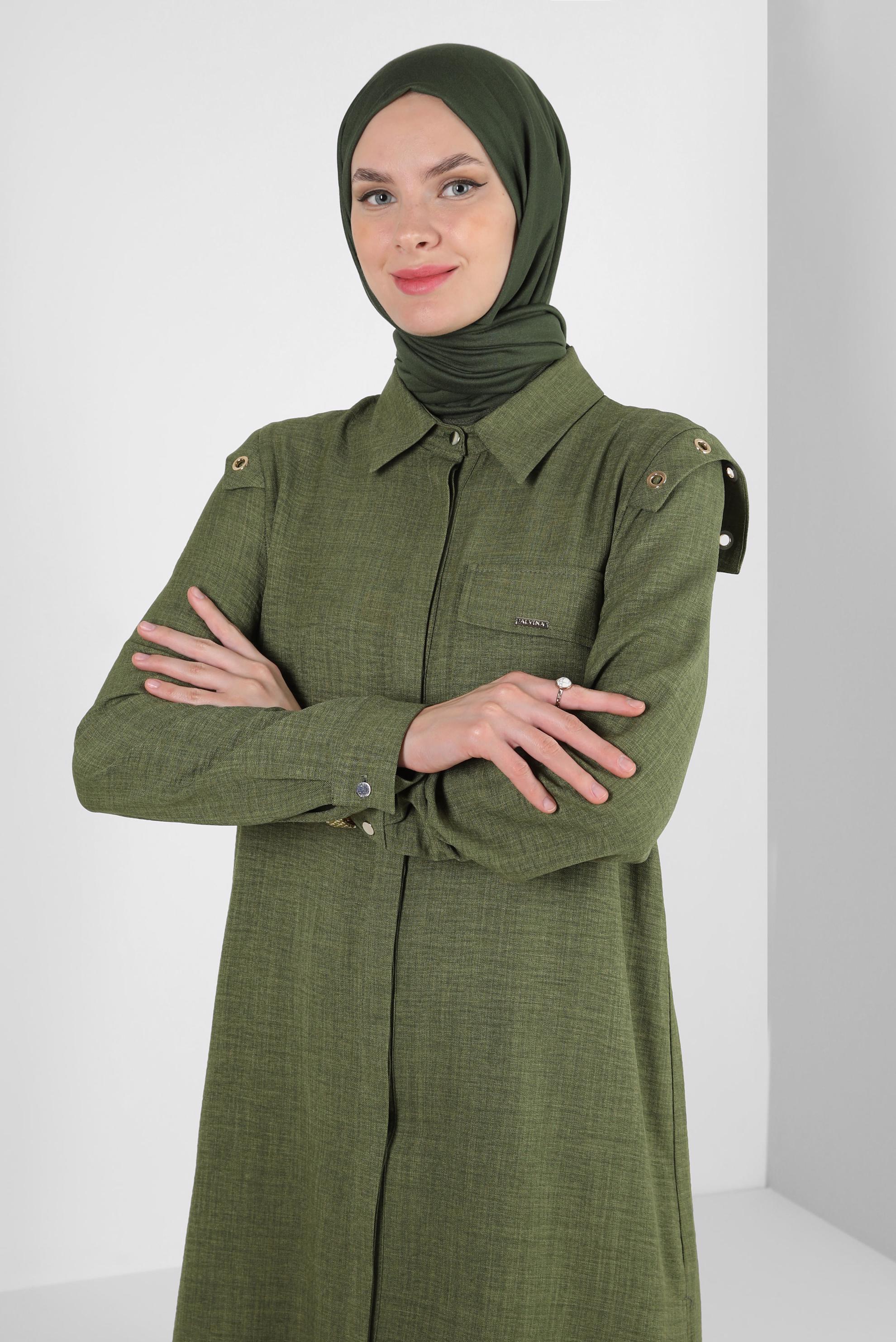 Tesettür giyim HAKİ ALVİNA PENYE ŞAL 8251