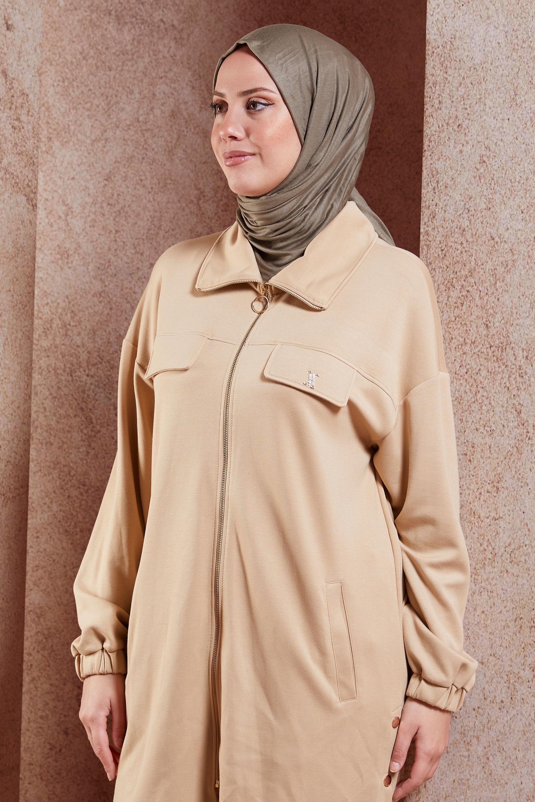 Tesettür giyim BEJ ALVİNA PENYE ŞAL 8251