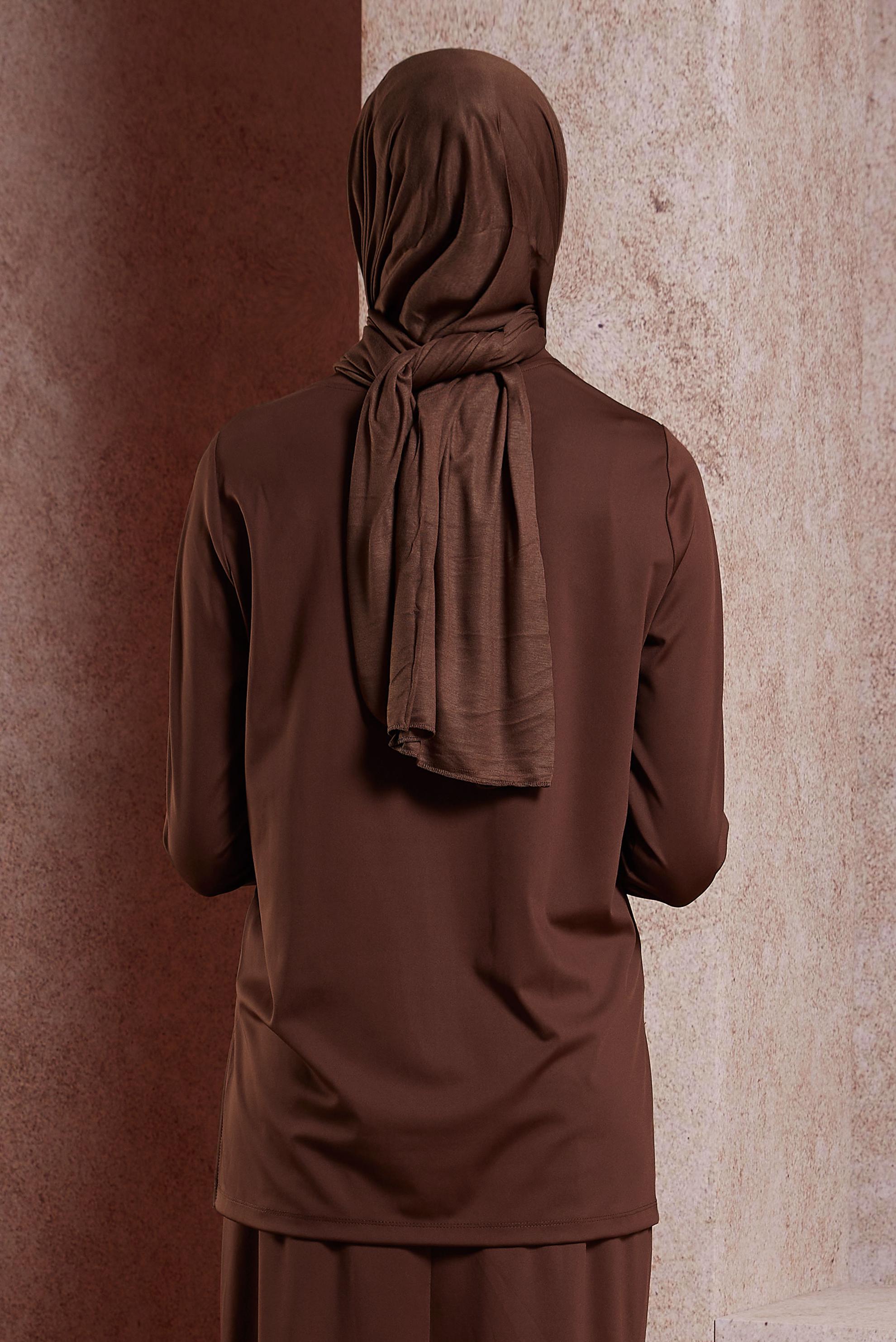 Tesettür giyim KAHVE ALVİNA PENYE ŞAL 8251