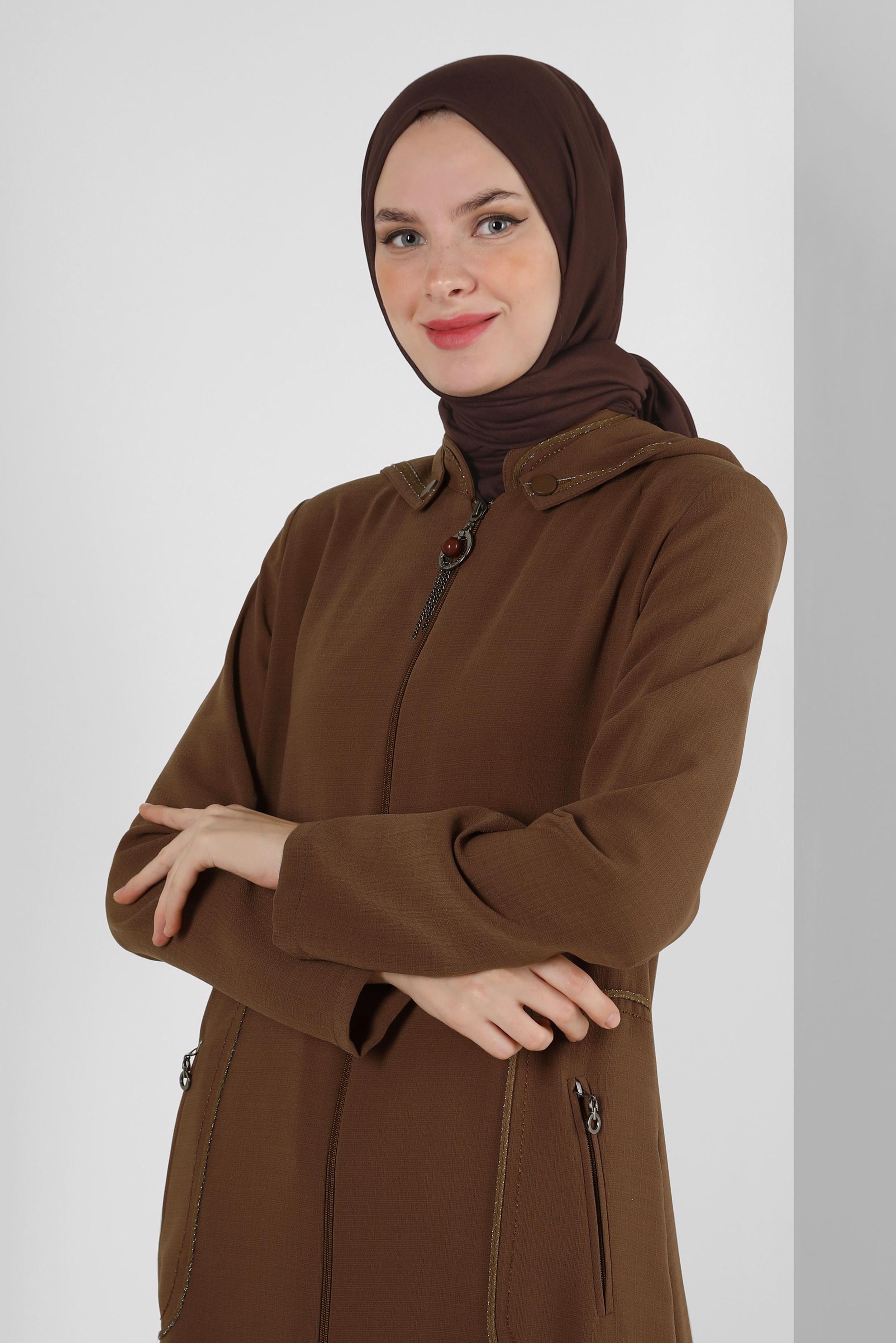 Tesettür giyim KAHVE ALVİNA PENYE ŞAL 8251