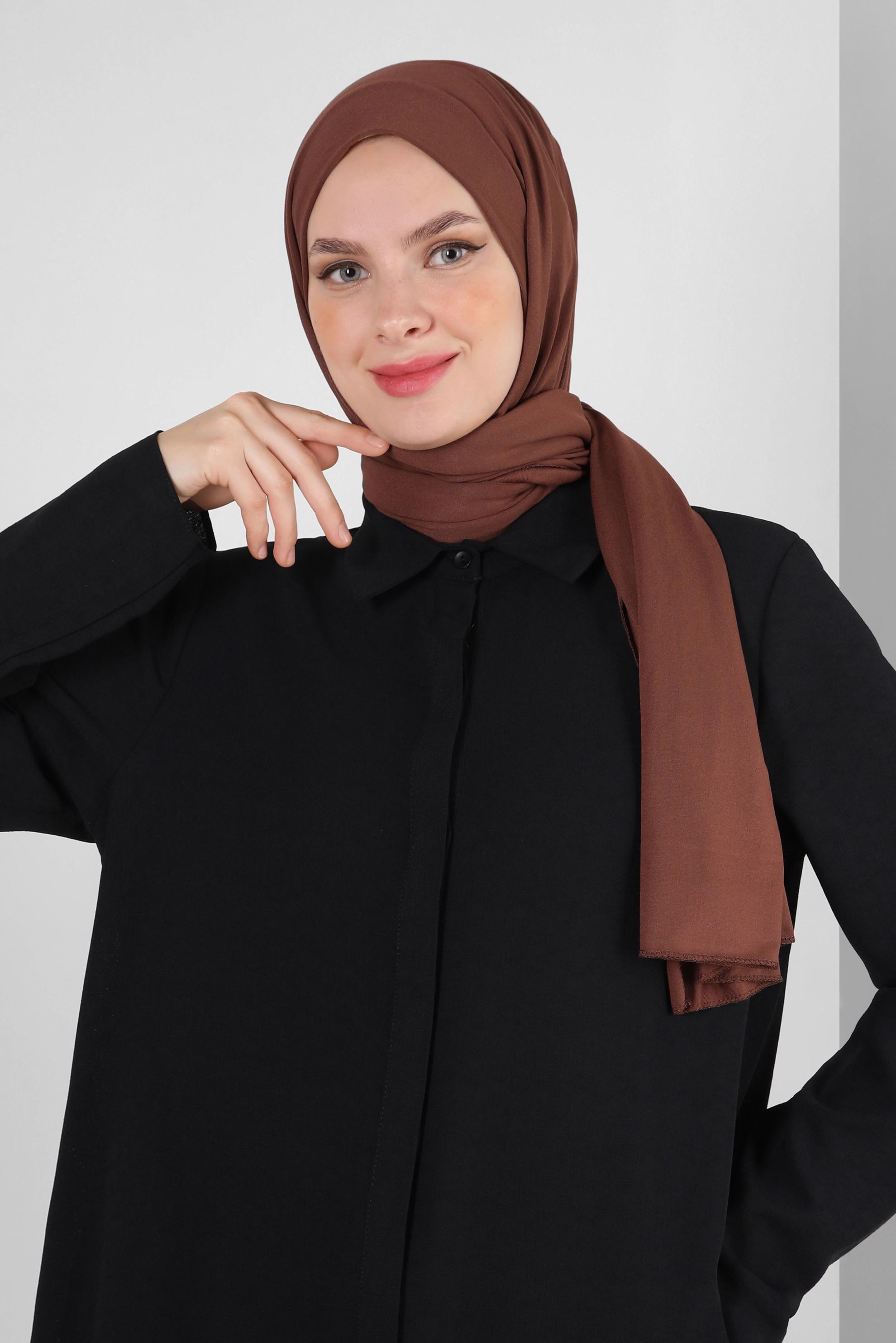 Tesettür giyim KAHVE ALVİNA PENYE ŞAL 8251