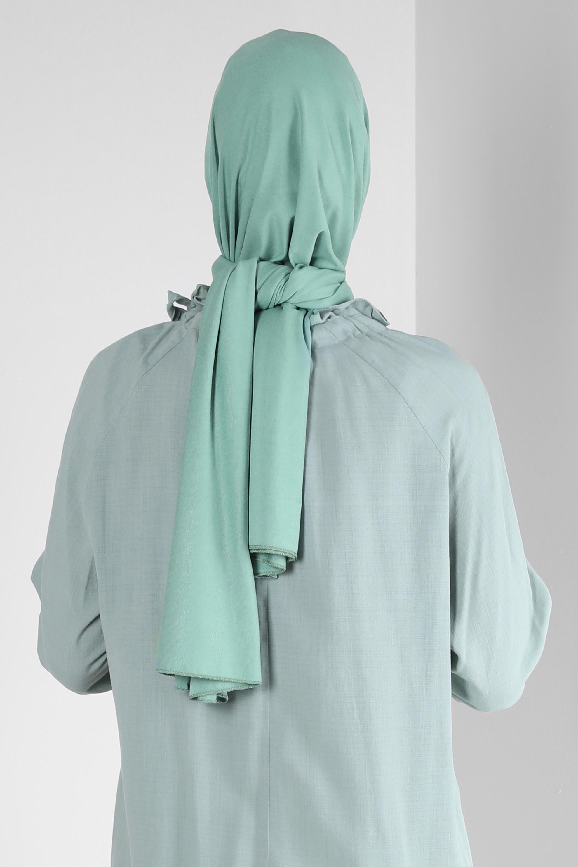 Tesettür giyim YEŞİL ALVİNA PENYE ŞAL 8251