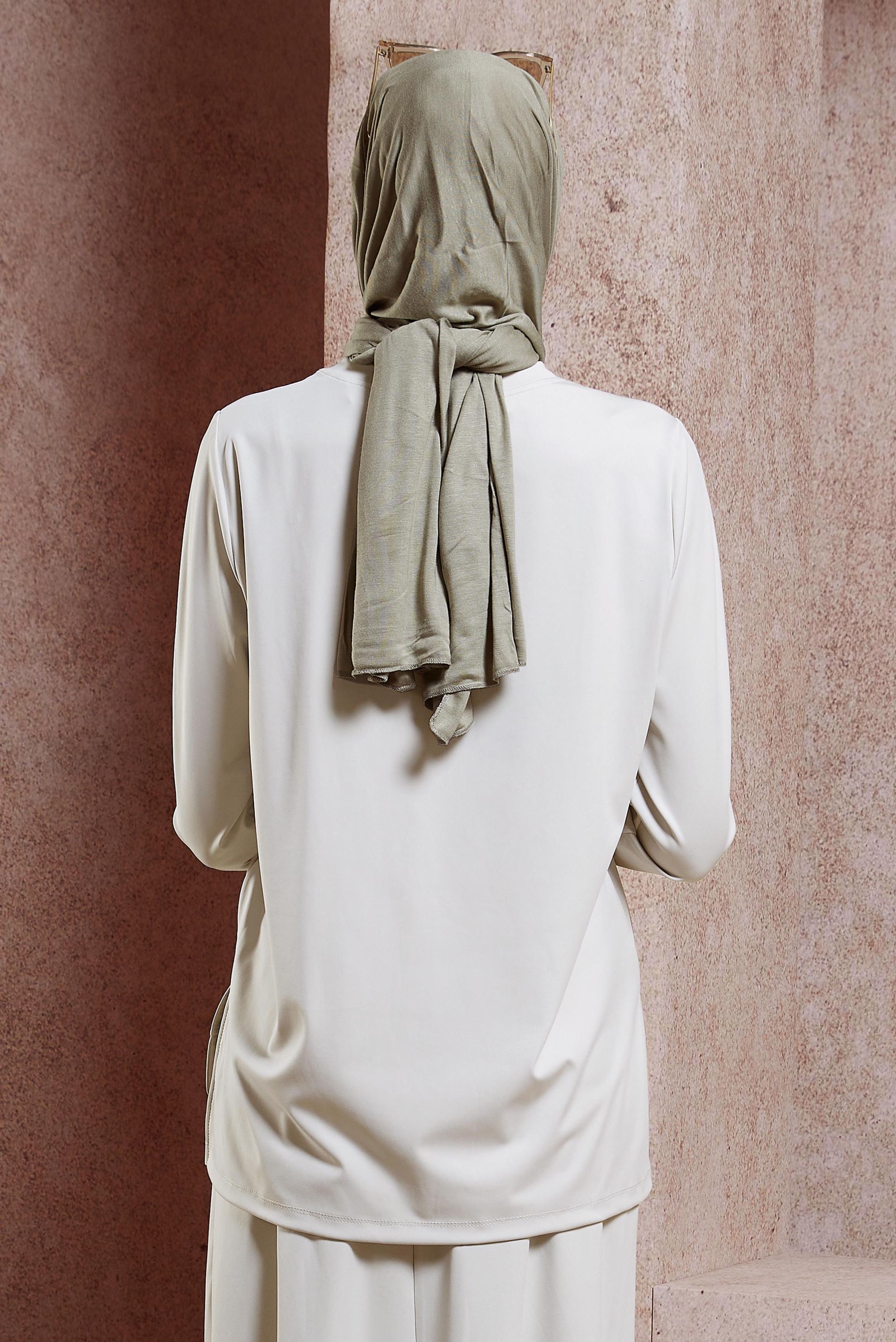 Tesettür giyim YEŞİL ALVİNA PENYE ŞAL 8251