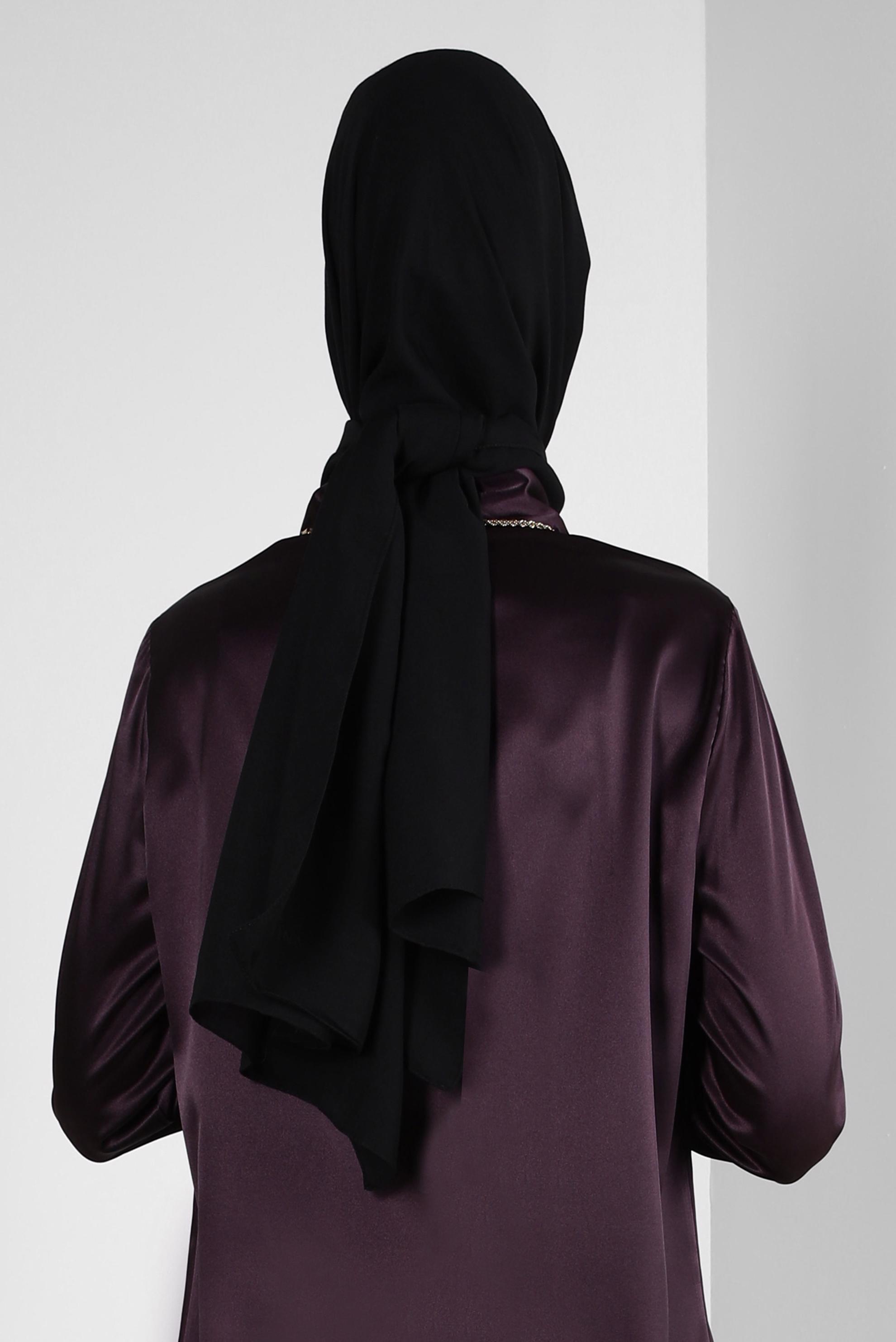 Tesettür giyim SİYAH ALVİNA DÜZ PAMUK ŞAL 8253