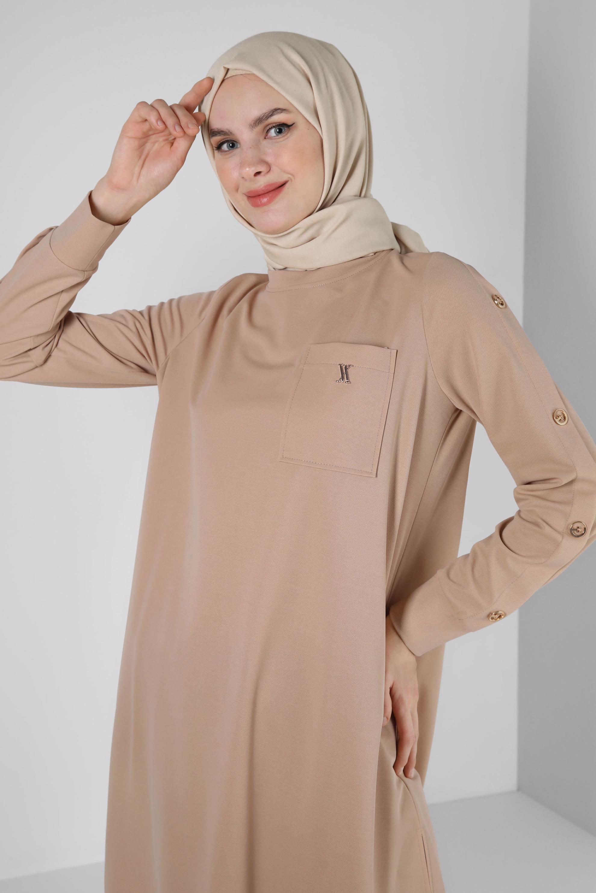 Tesettür giyim BEJ ALVİNA DÜZ PAMUK ŞAL 8253