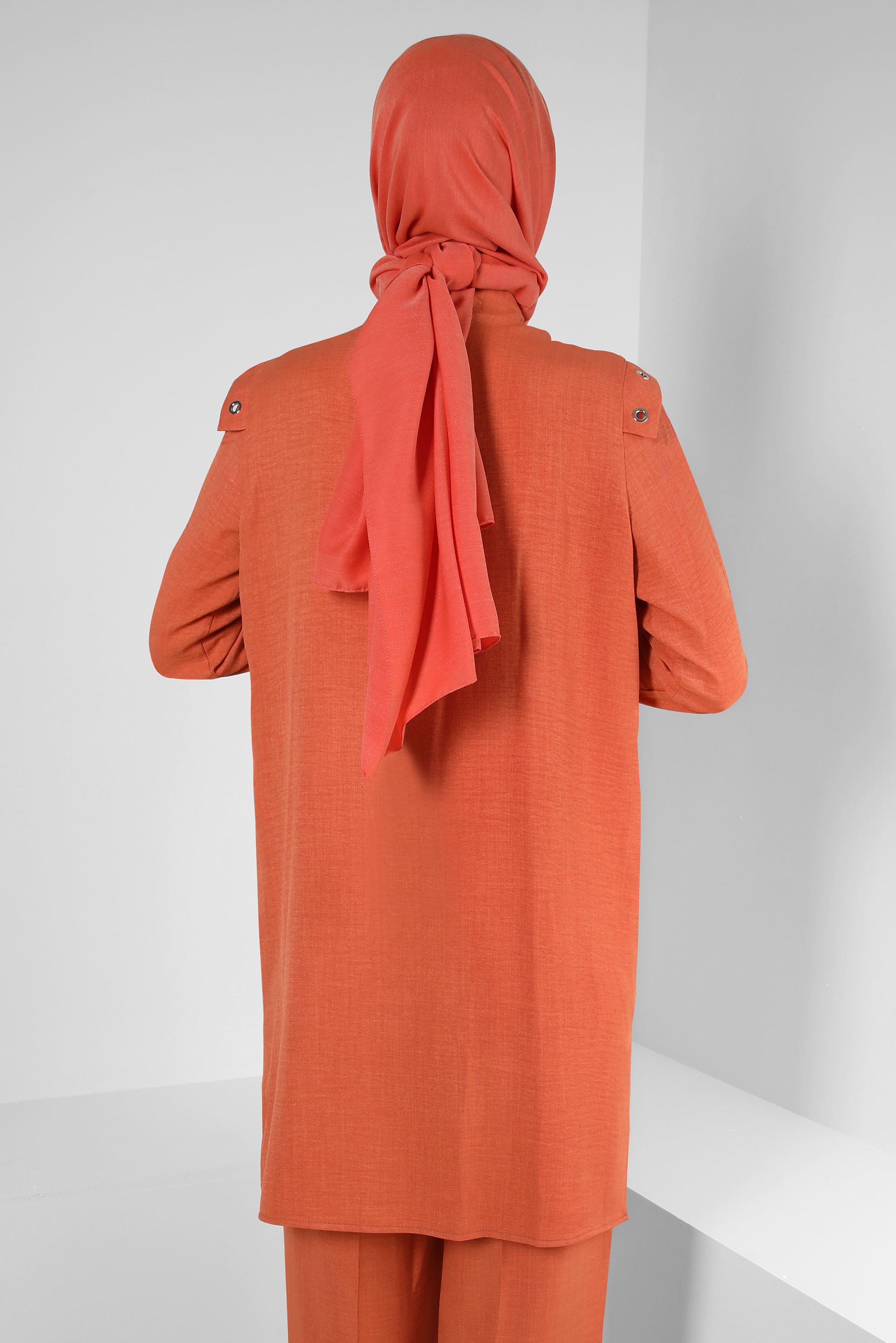 Tesettür giyim TURUNCU ALVİNA DÜZ PAMUK ŞAL 8253