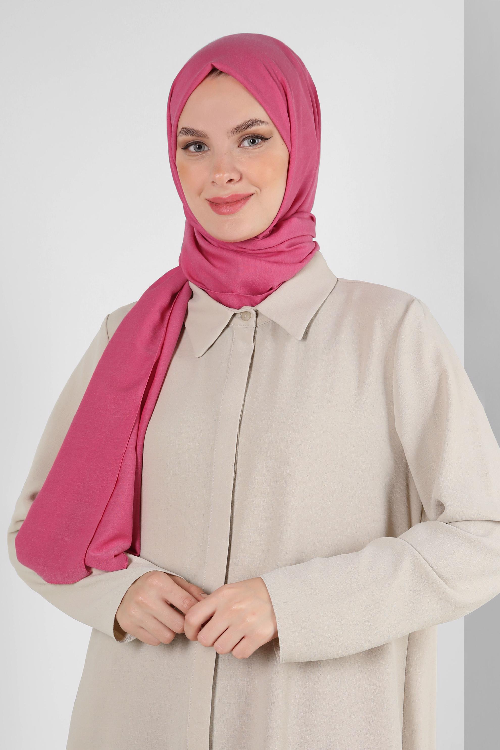 Tesettür giyim FUŞYA ALVİNA DÜZ PAMUK ŞAL 8253