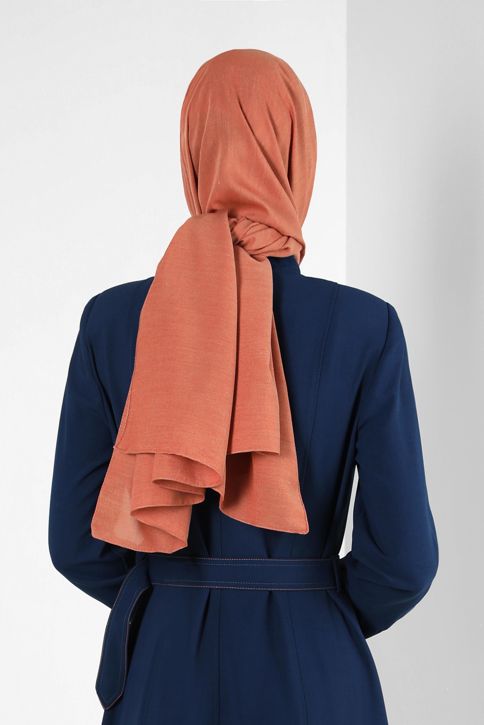 Tesettür giyim TURUNCU ALVİNA DÜZ PAMUK ŞAL 8253