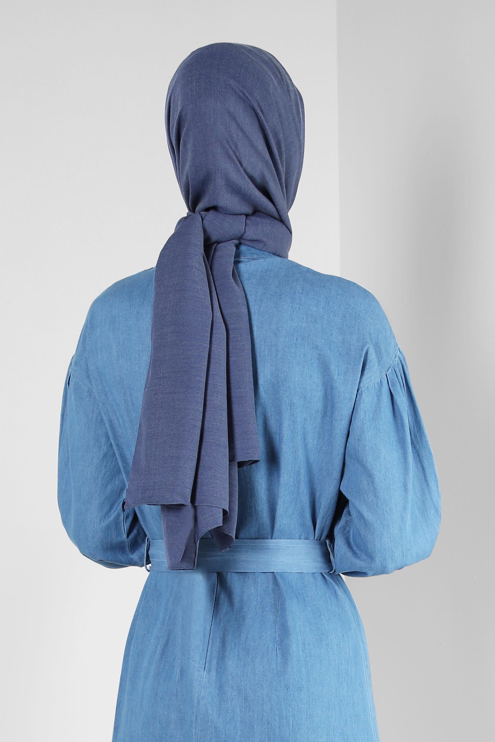 Tesettür giyim LACİVERT ALVİNA DÜZ PAMUK ŞAL 8253