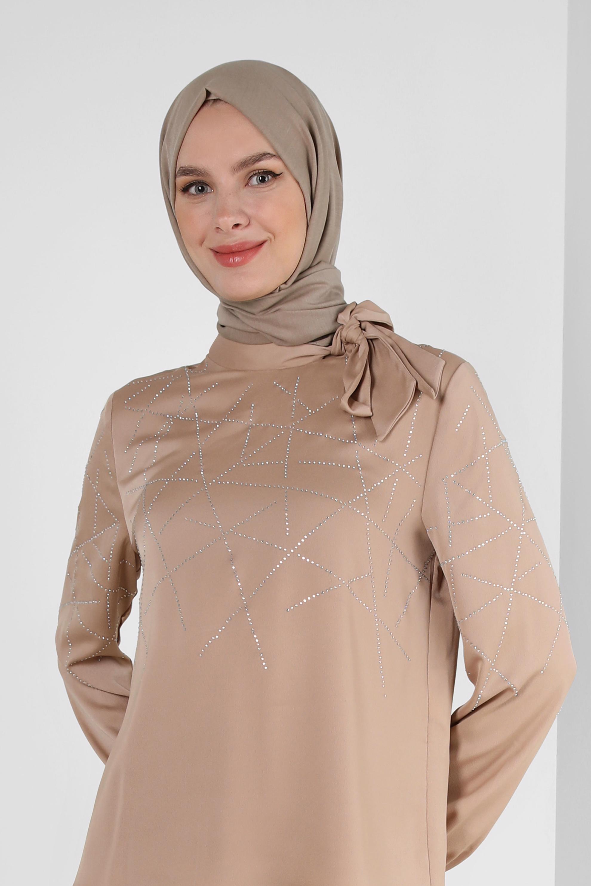 Tesettür giyim VİZON ALVİNA DÜZ PAMUK ŞAL 8253