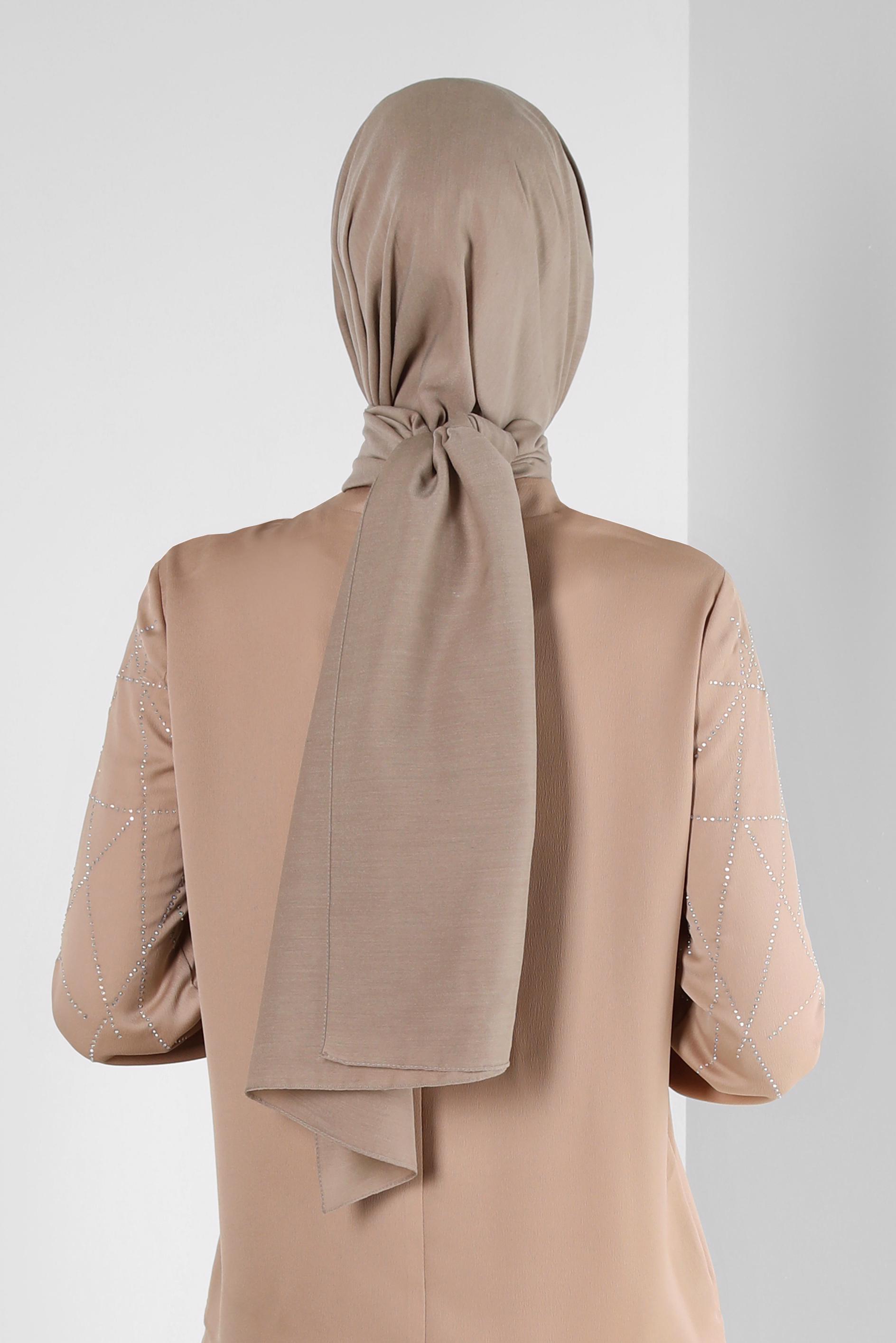 Tesettür giyim VİZON ALVİNA DÜZ PAMUK ŞAL 8253