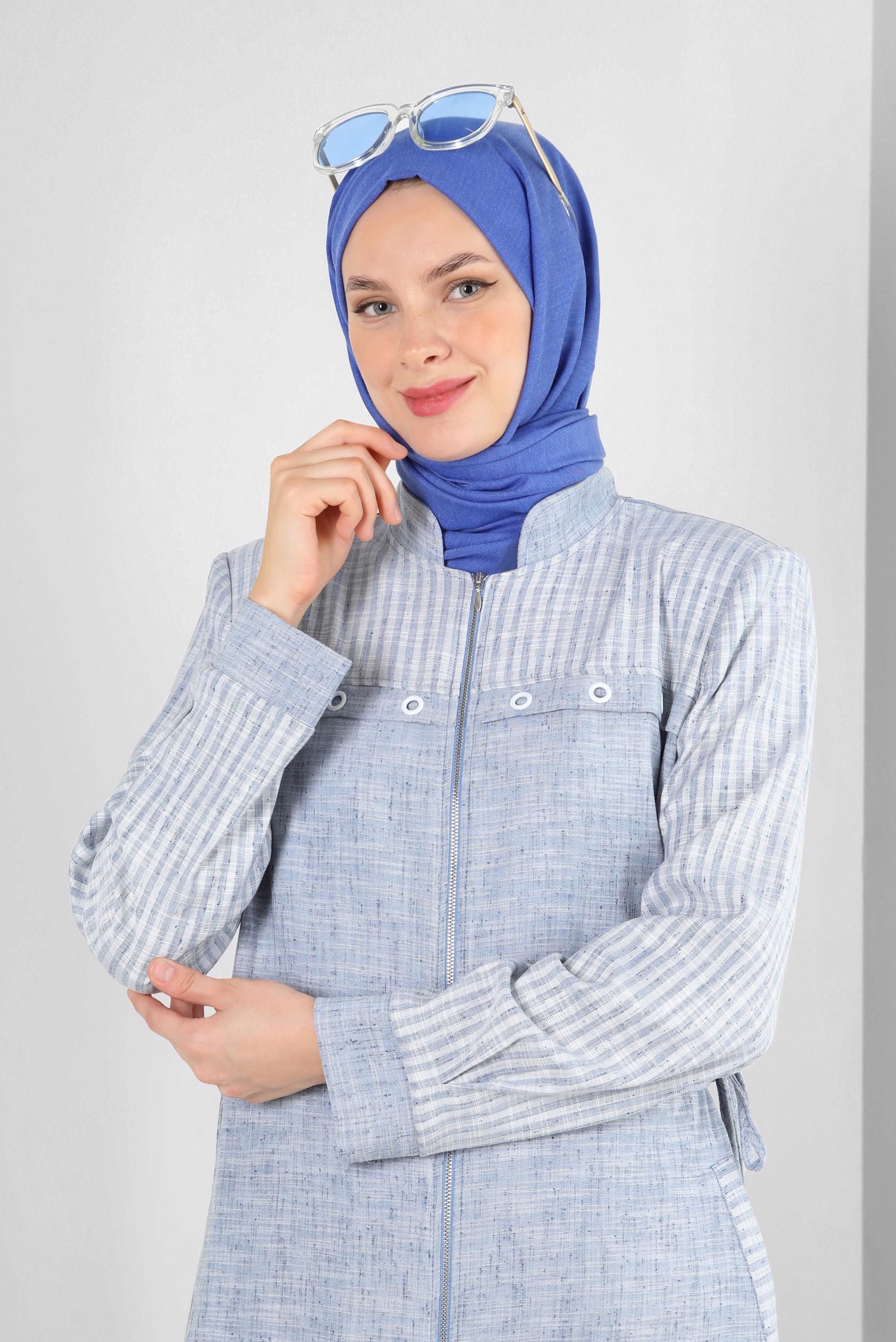 Tesettür giyim LACİVERT ALVİNA DÜZ PAMUK ŞAL 8253