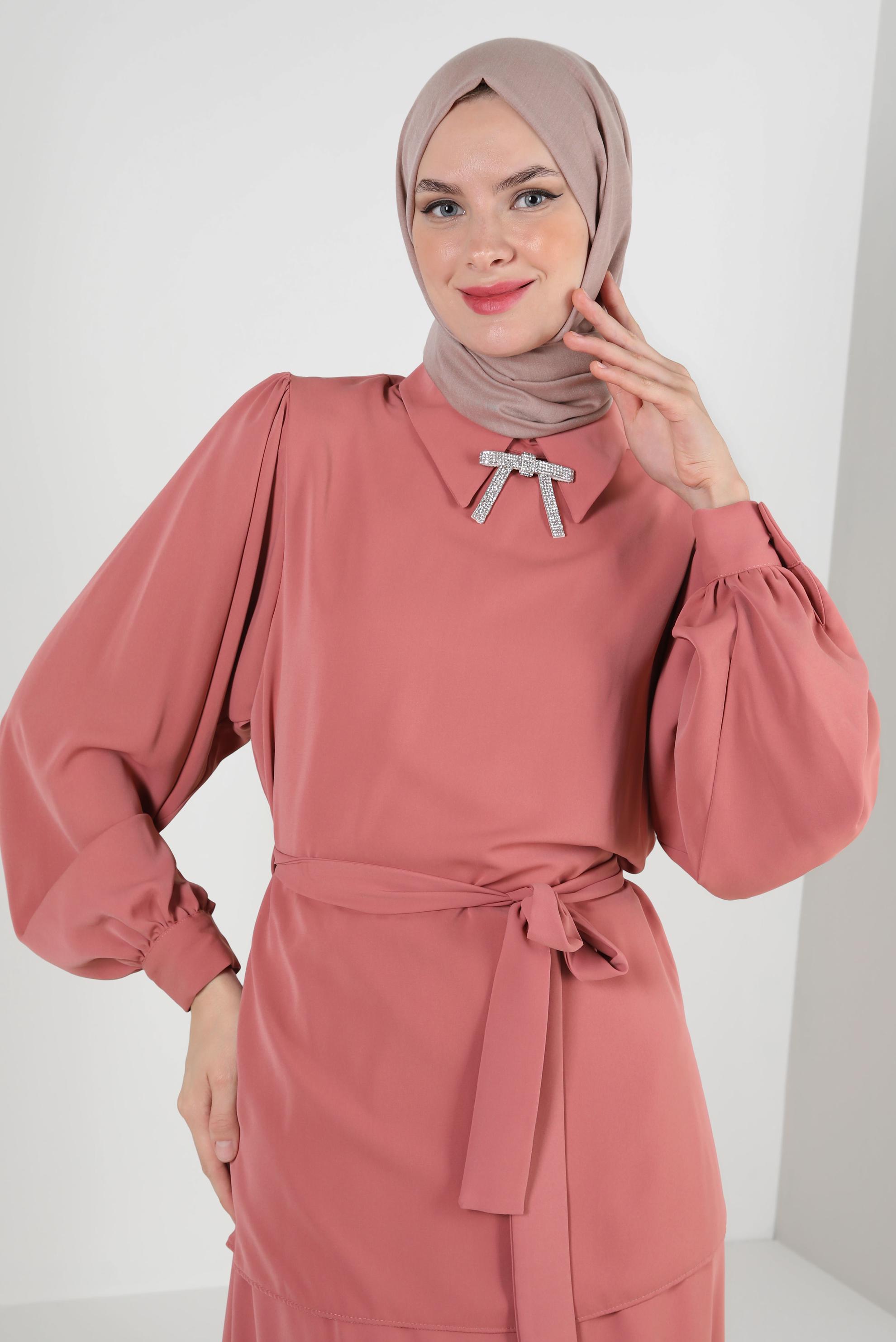 Tesettür giyim VİZON ALVİNA DÜZ PAMUK ŞAL 8253