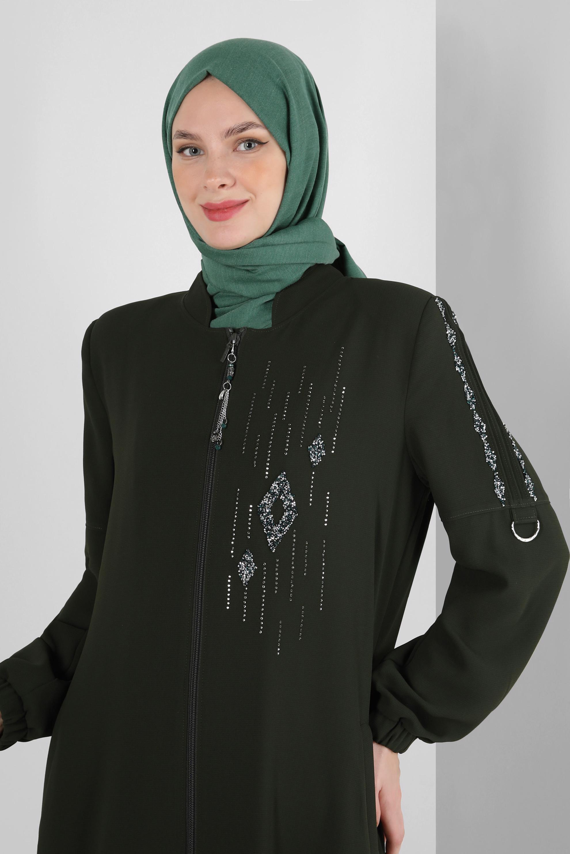 Tesettür giyim YEŞİL ALVİNA DÜZ PAMUK ŞAL 8253