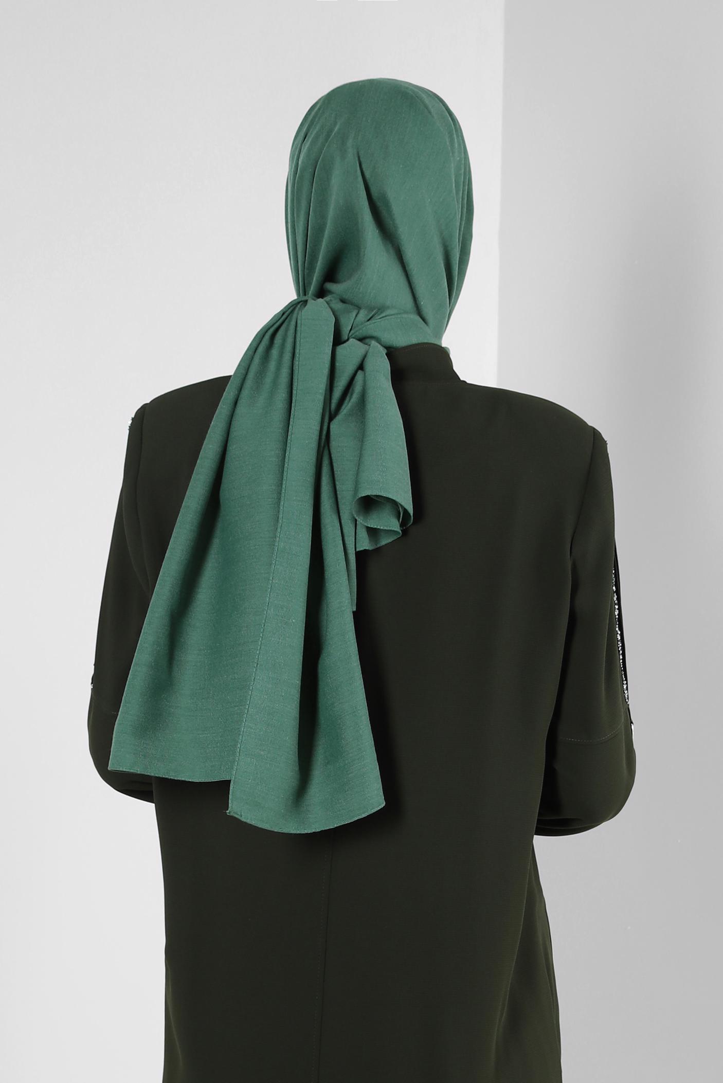 Tesettür giyim YEŞİL ALVİNA DÜZ PAMUK ŞAL 8253