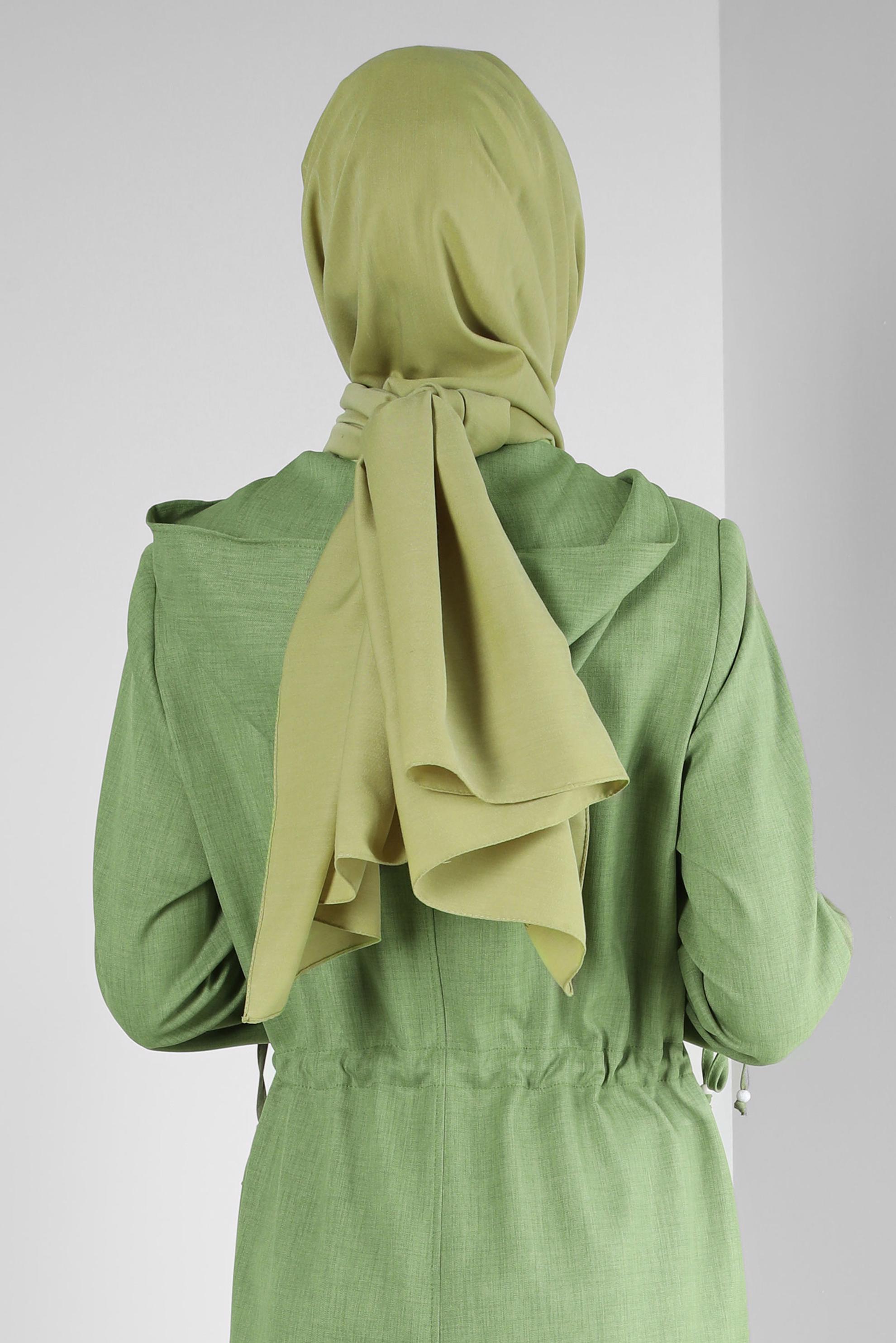 Hijab clothing GREEN ALVINA COTTON STRAIGHT SHAWL 8253