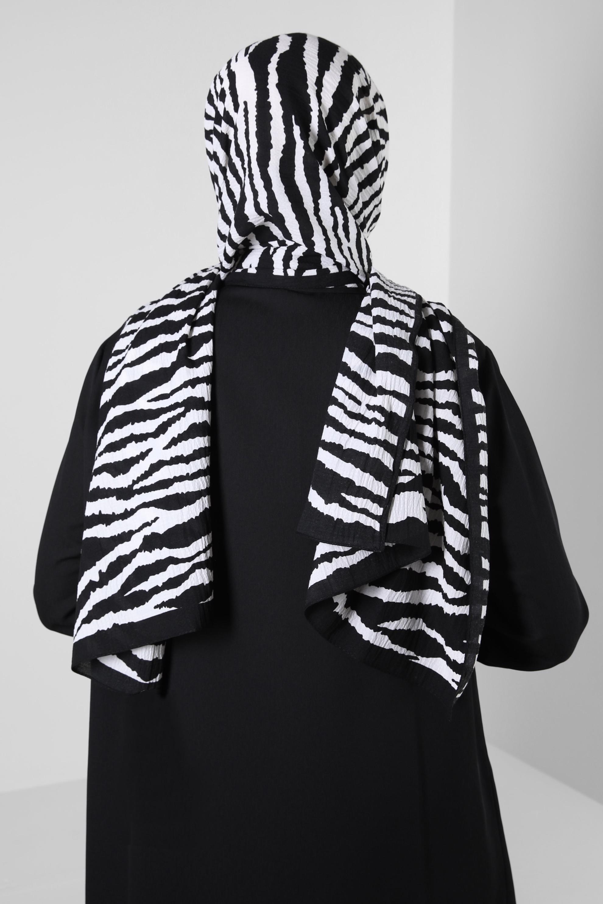 Tesettür giyim SİYAH ALVİNA DESENLİ ŞAL 8254 