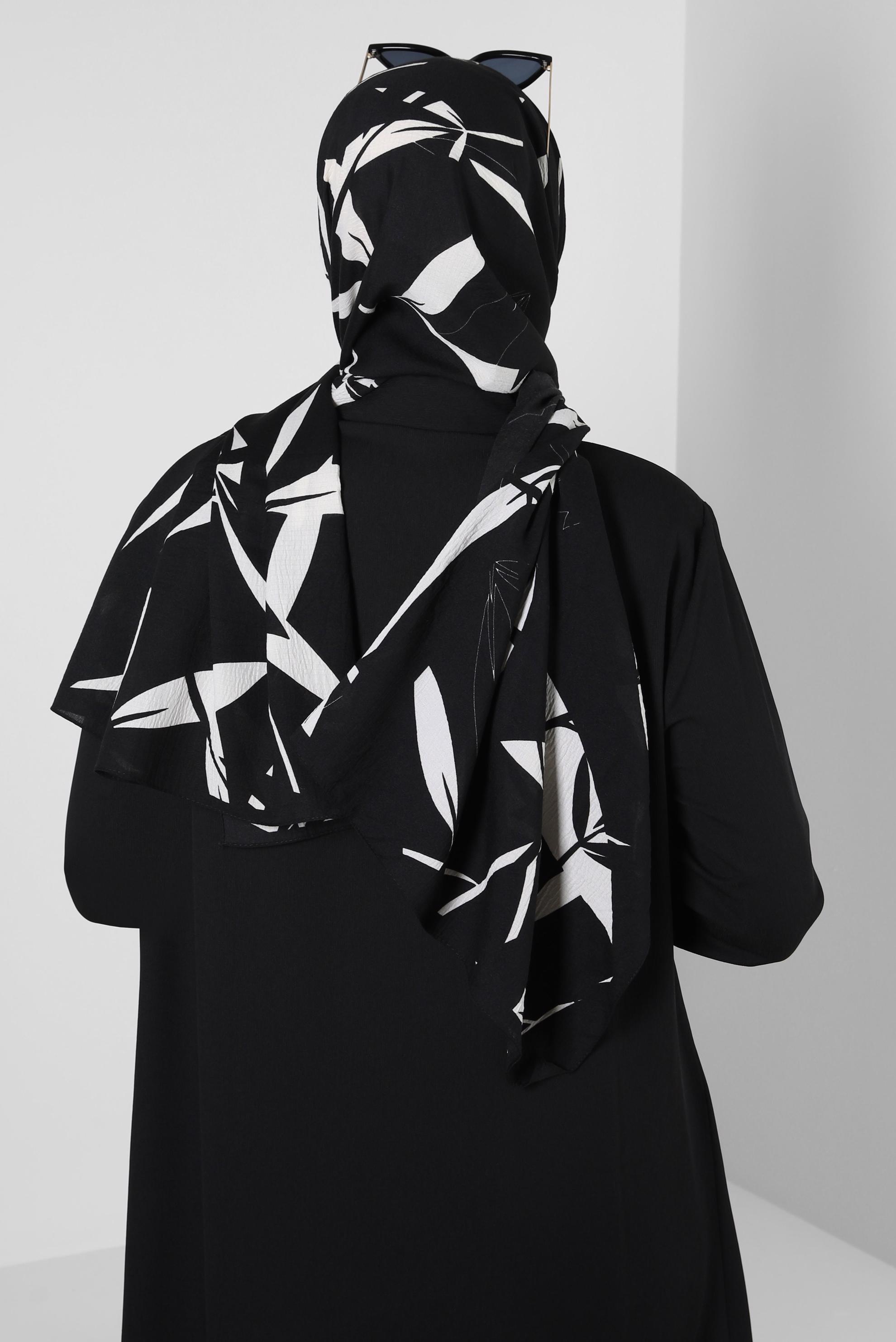 Tesettür giyim SİYAH ALVİNA DESENLİ ŞAL 8254 