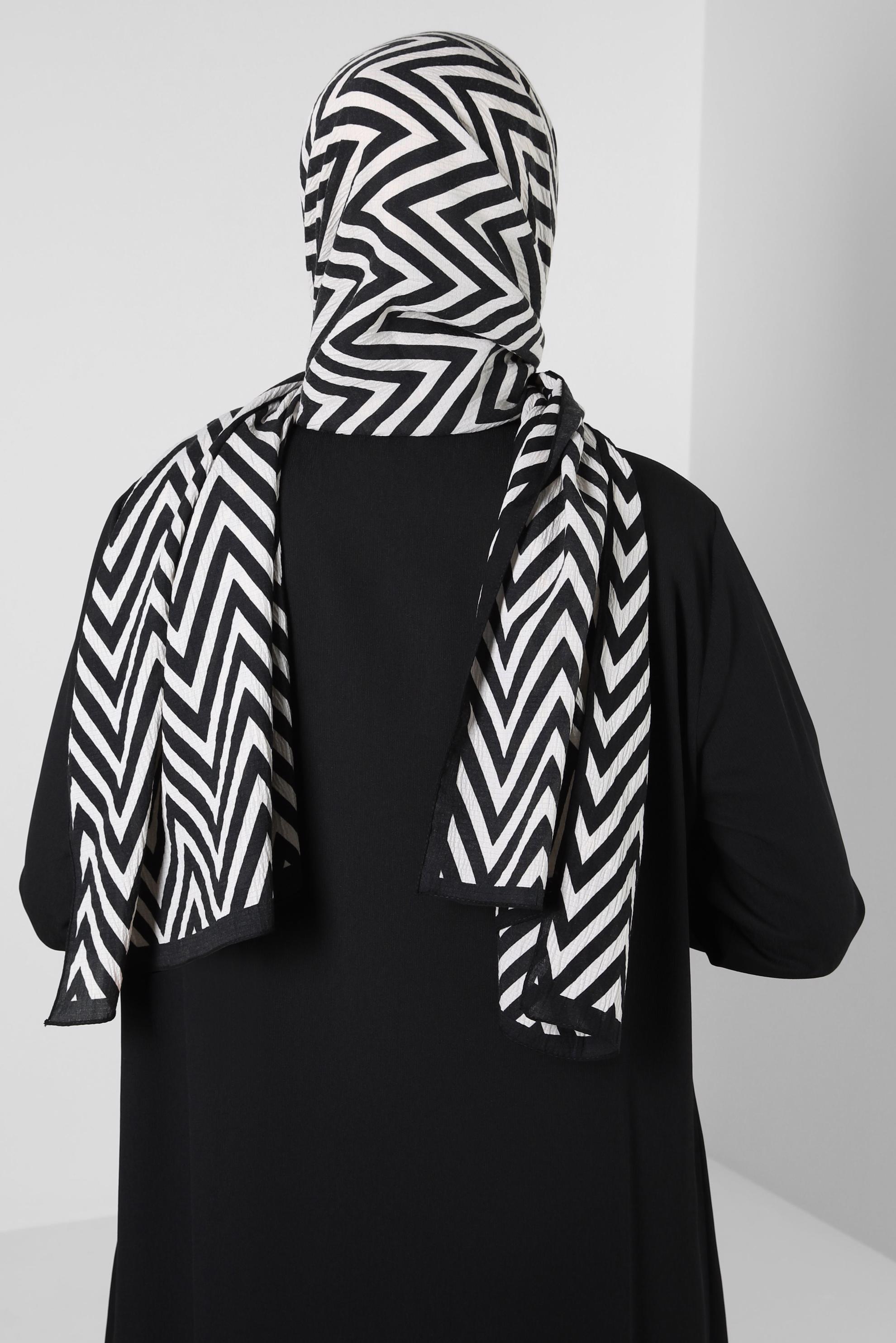 Tesettür giyim SİYAH ALVİNA DESENLİ ŞAL 8254 