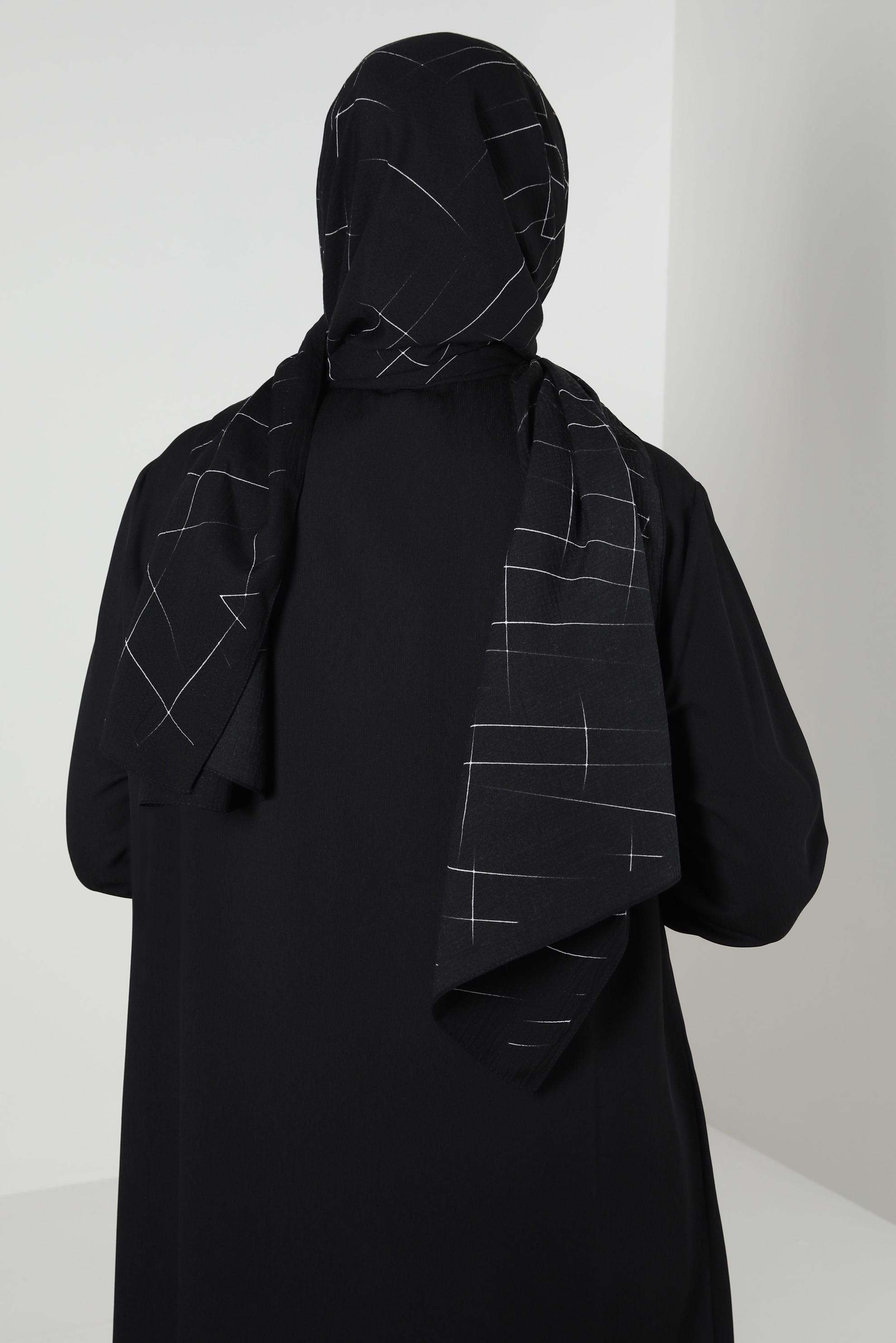 Tesettür giyim SİYAH ALVİNA DESENLİ ŞAL 8254 