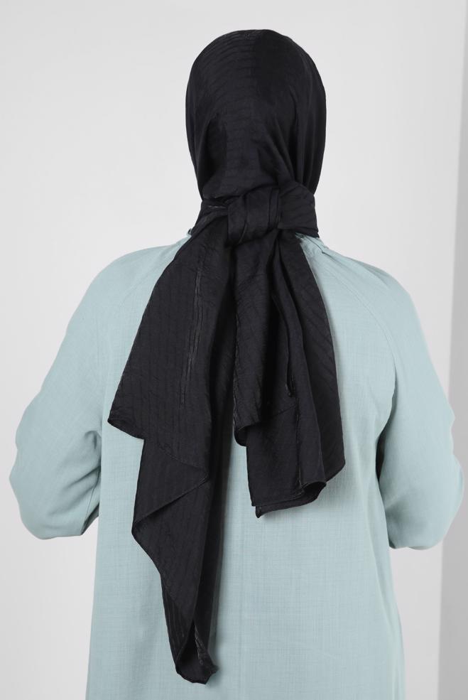 Vêtements hijab NOIR CHÂLE EN VISCOSE À MOTIFS RAYURES ALVINA 8256 - ALVİNA