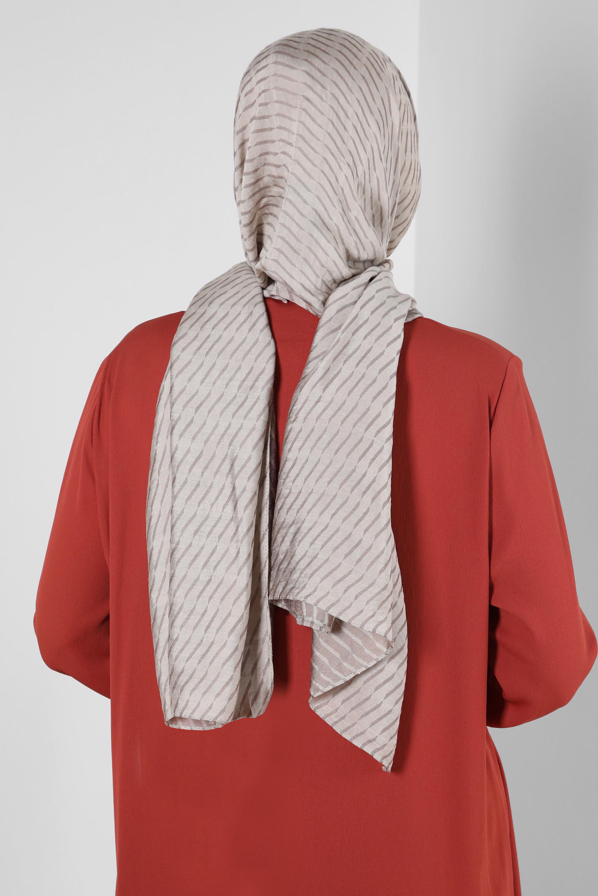 Vêtements hijab BEIGE CHÂLE EN VISCOSE À MOTIFS RAYURES ALVINA 8256
