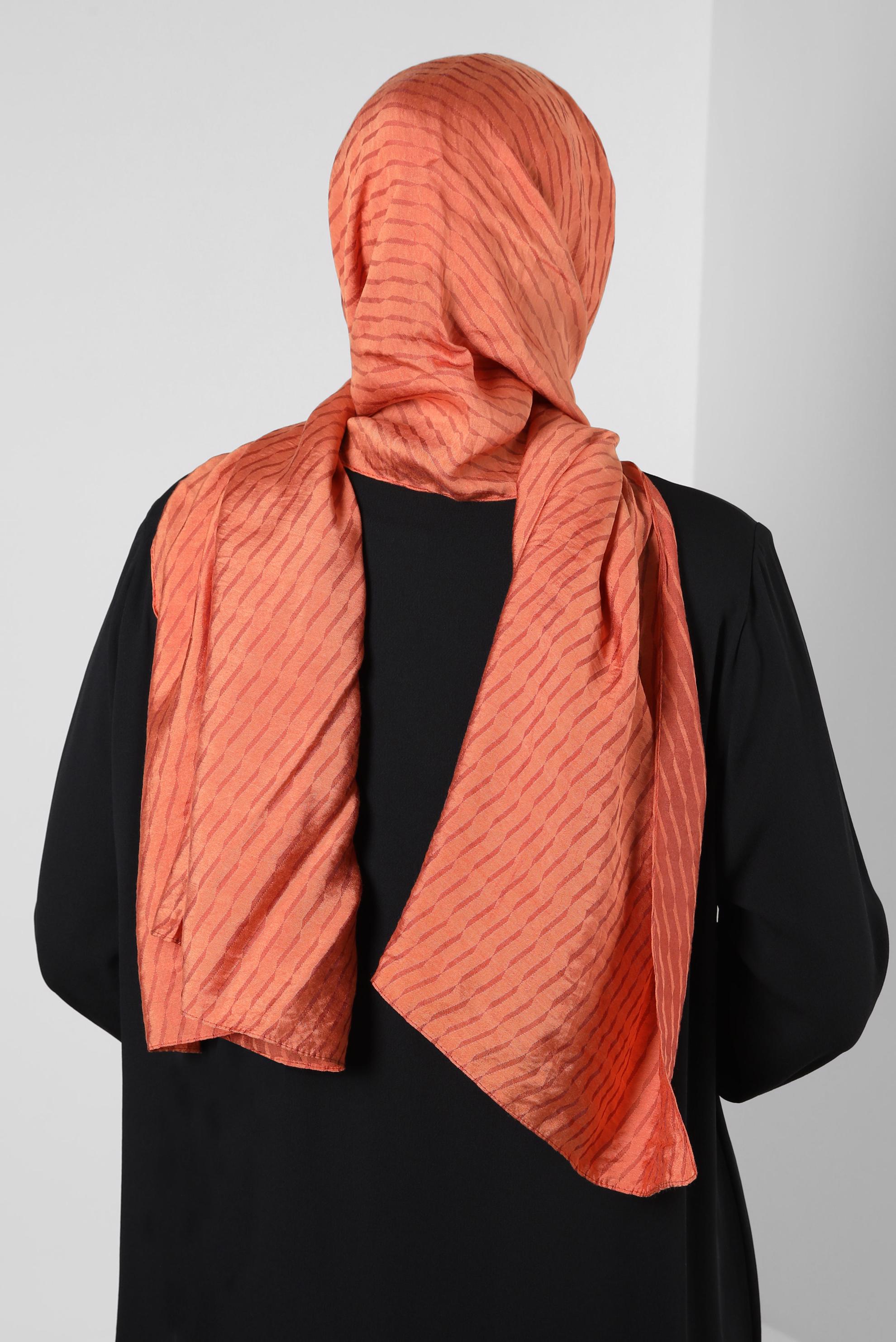 Vêtements hijab ORANGE CHÂLE EN VISCOSE À MOTIFS RAYURES ALVINA 8256