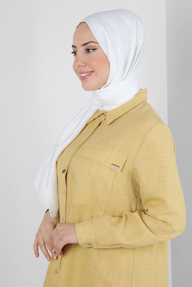 Vêtements hijab ÉCRUE CHÂLE EN VISCOSE À MOTIFS RAYURES ALVINA 8256 - ALVİNA