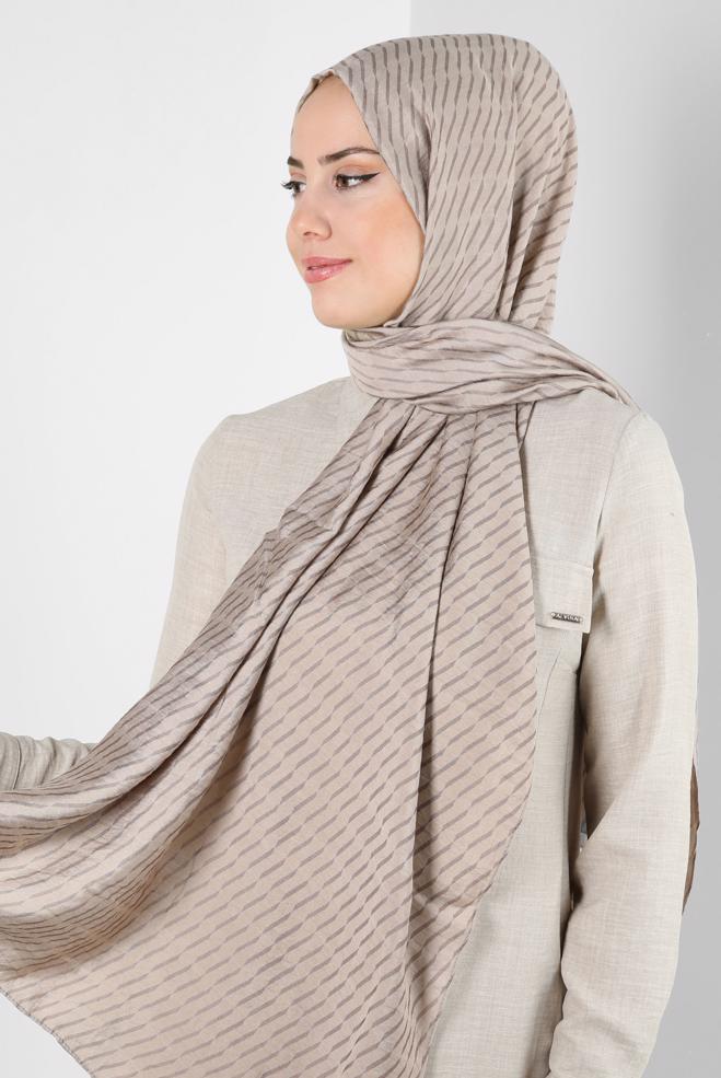 Vêtements hijab VISON CHÂLE EN VISCOSE À MOTIFS RAYURES ALVINA 8256 - ALVİNA