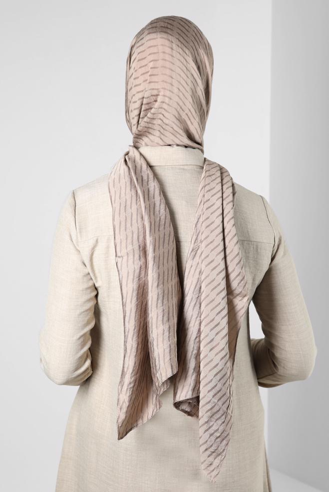 Vêtements hijab VISON CHÂLE EN VISCOSE À MOTIFS RAYURES ALVINA 8256 - ALVİNA