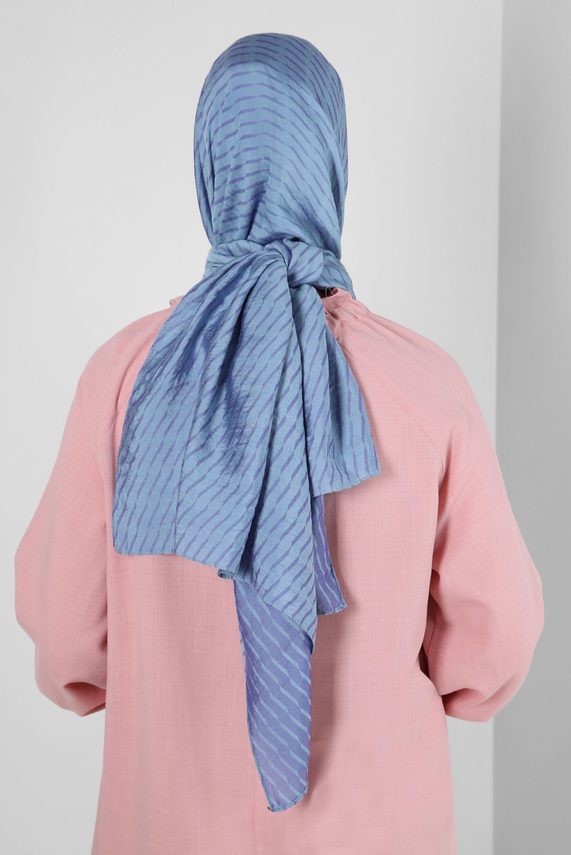 Vêtements hijab BLEU MARINE CHÂLE EN VISCOSE À MOTIFS RAYURES ALVINA 8256