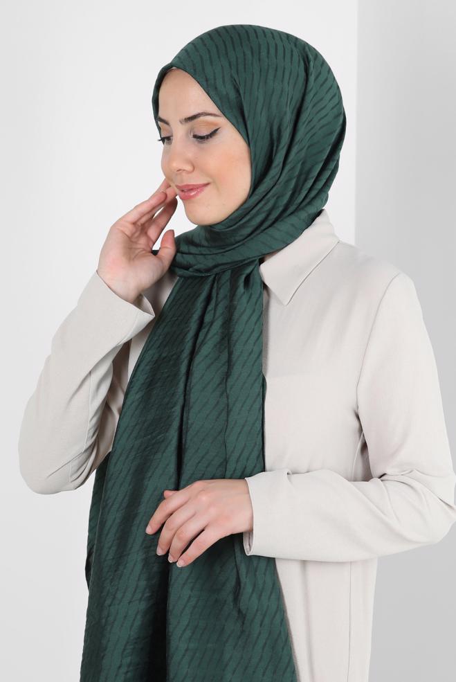 Vêtements hijab VERT CHÂLE EN VISCOSE À MOTIFS RAYURES ALVINA 8256 - ALVİNA