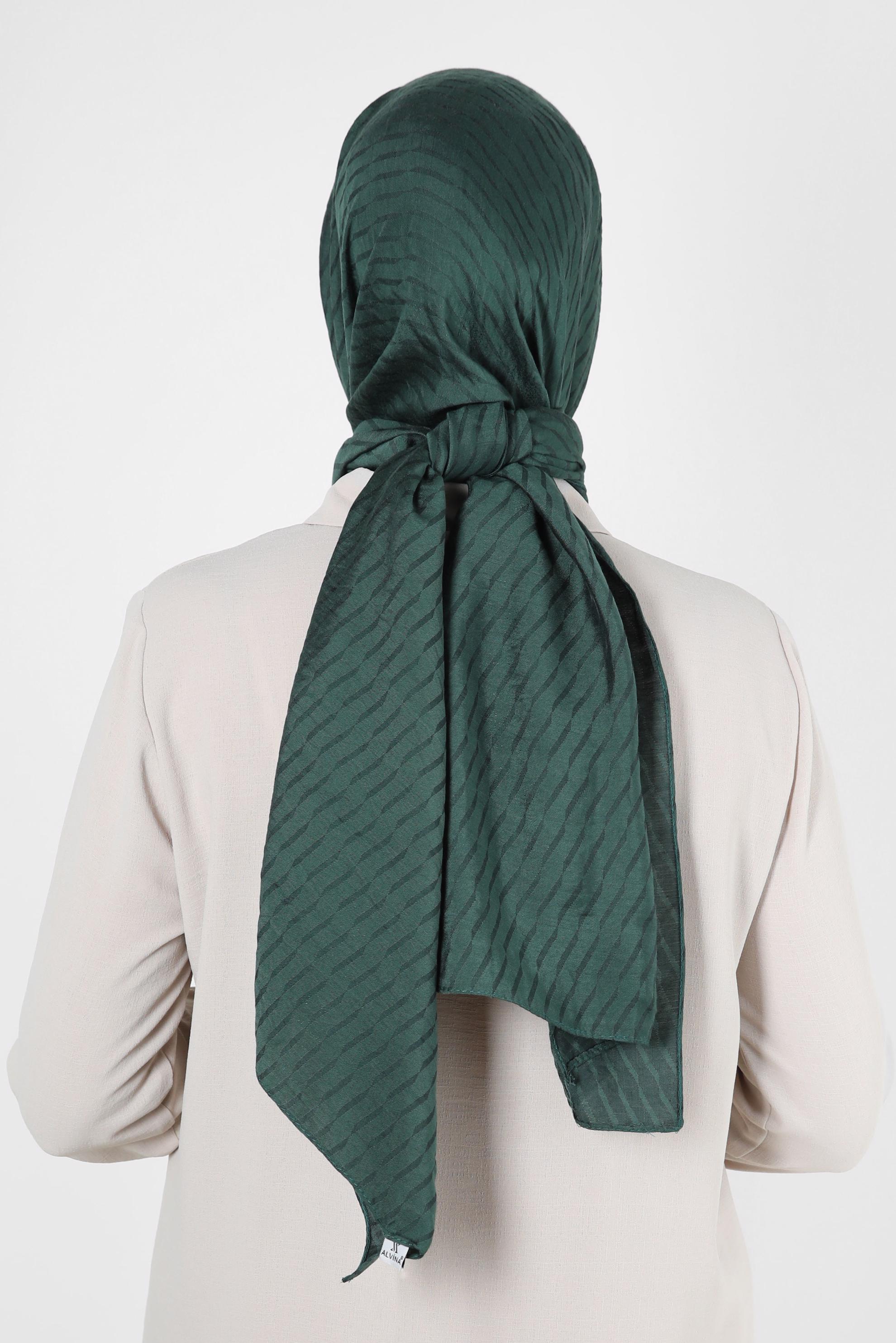 Vêtements hijab VERT CHÂLE EN VISCOSE À MOTIFS RAYURES ALVINA 8256