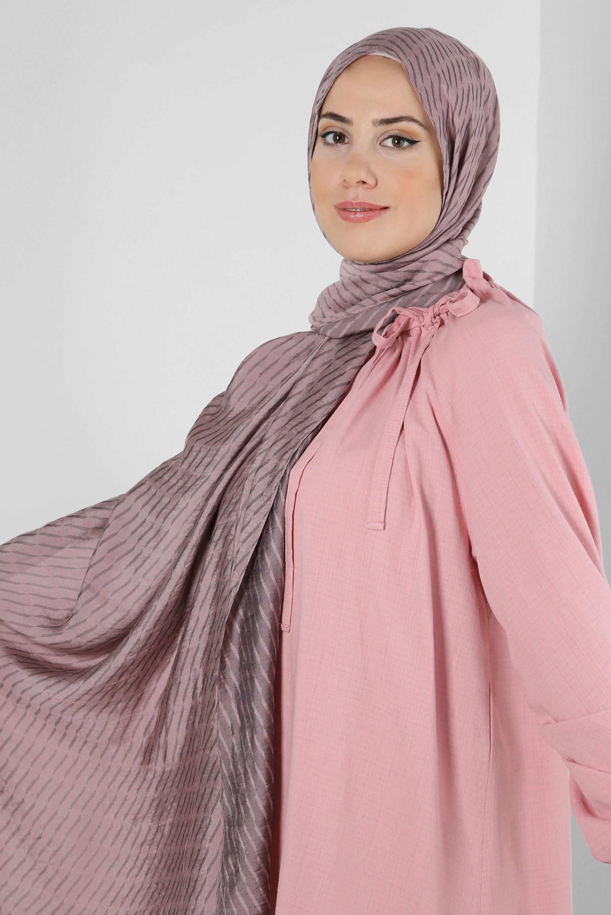 Vêtements hijab ROSE CHÂLE EN VISCOSE À MOTIFS RAYURES ALVINA 8256