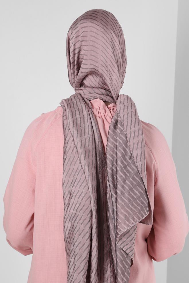Vêtements hijab ROSE CHÂLE EN VISCOSE À MOTIFS RAYURES ALVINA 8256 - ALVİNA