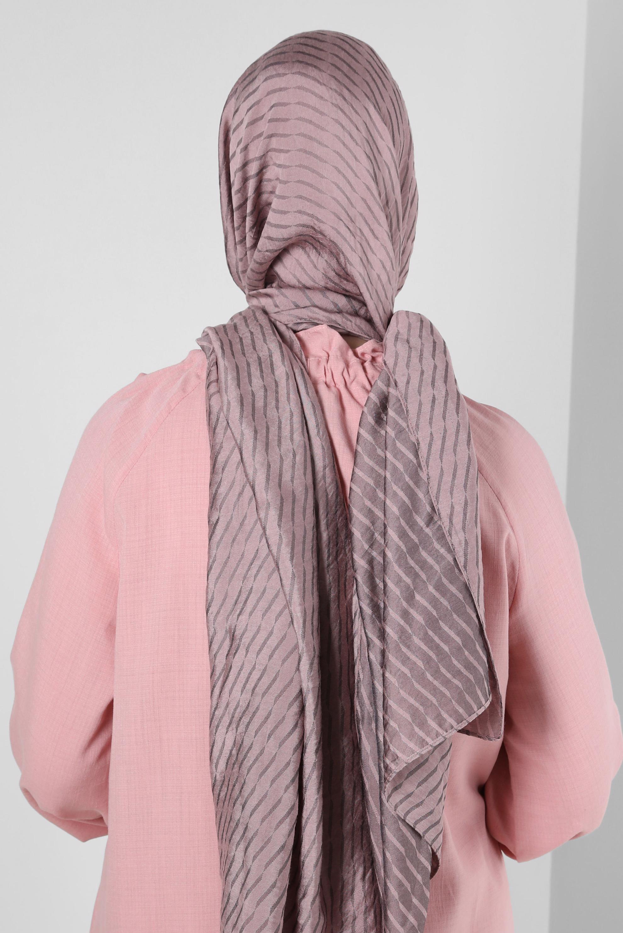 Vêtements hijab ROSE CHÂLE EN VISCOSE À MOTIFS RAYURES ALVINA 8256