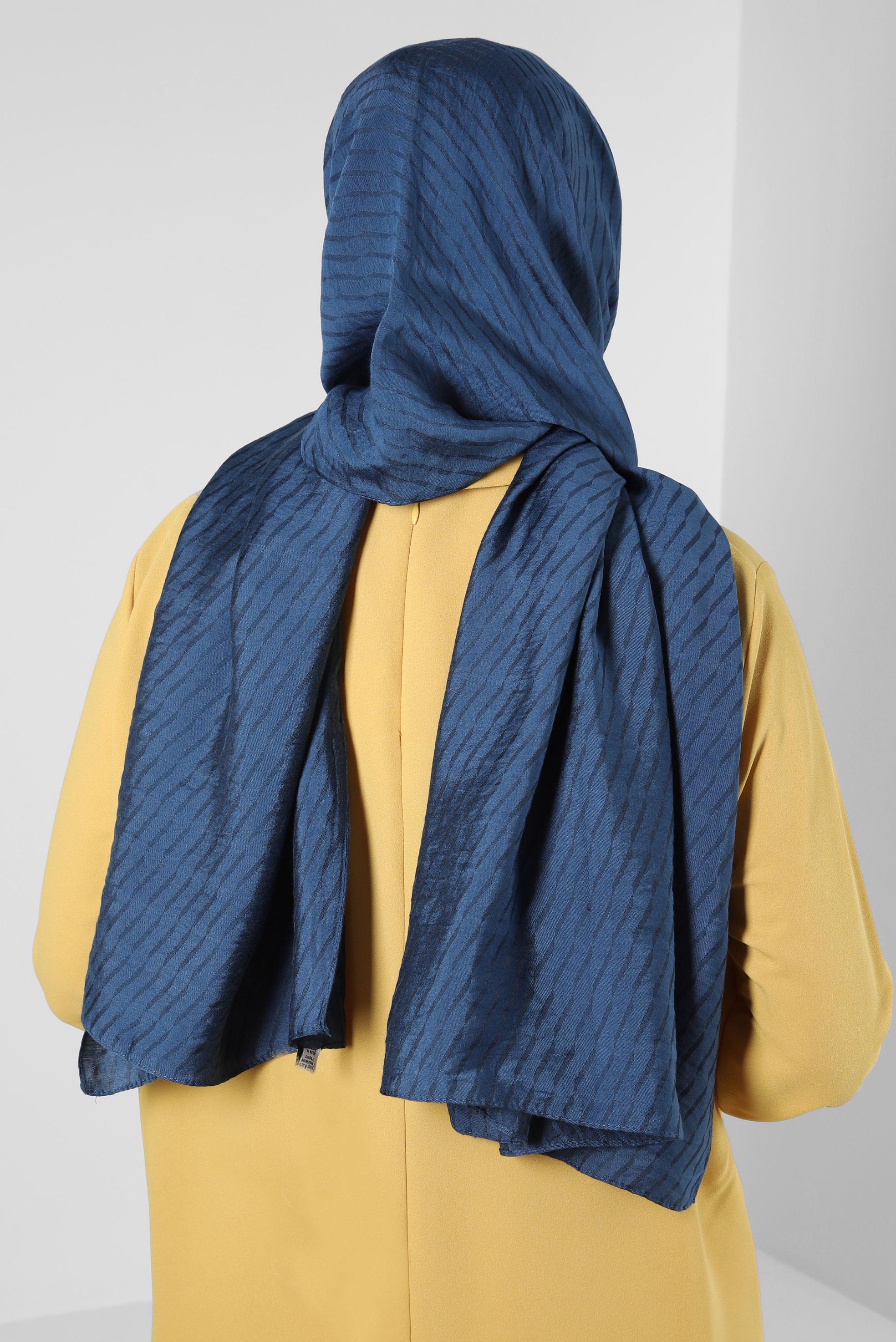Vêtements hijab BLEU MARINE CHÂLE EN VISCOSE À MOTIFS RAYURES ALVINA 8256
