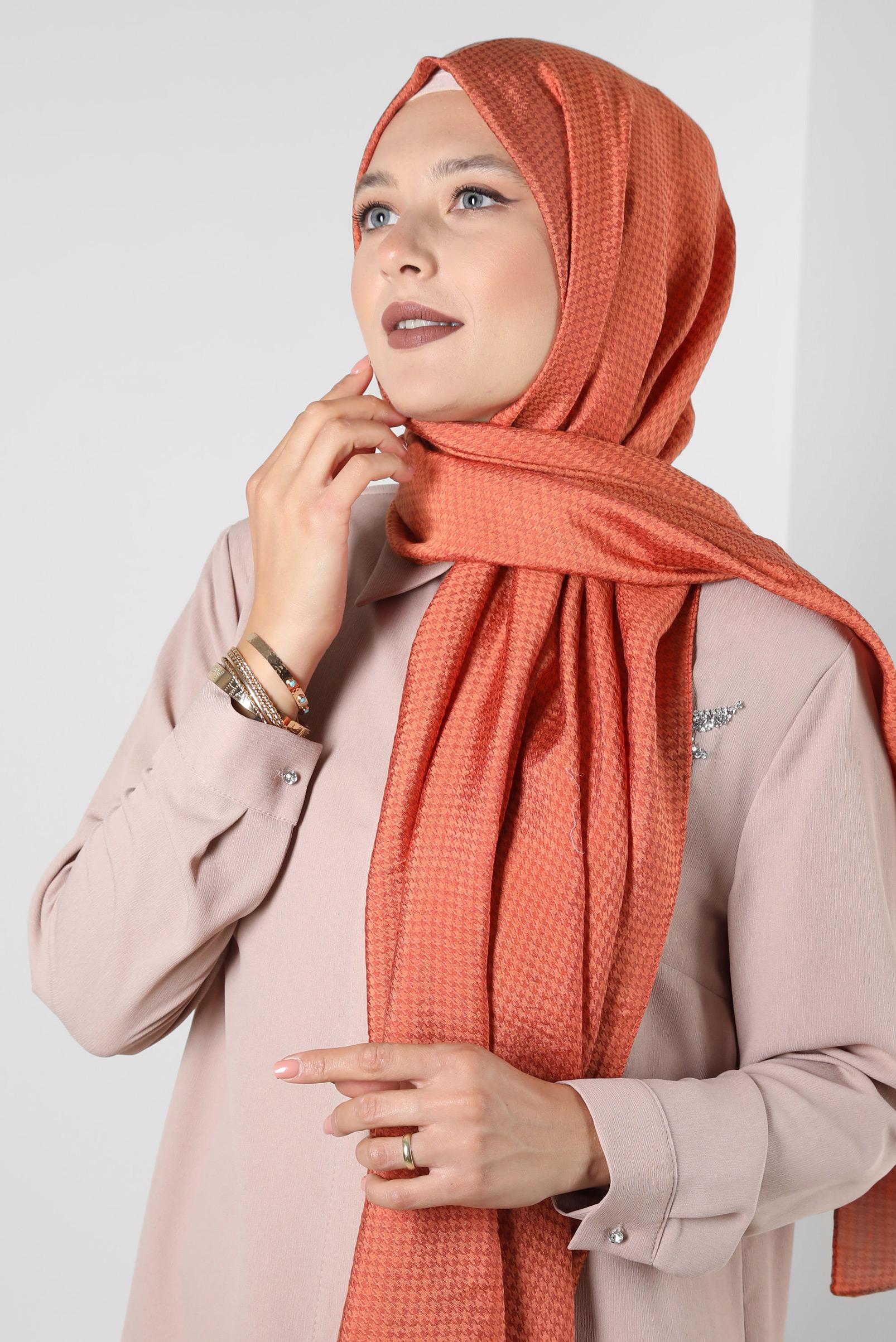 Tesettür giyim TURUNCU ALVİNA VİSKON ŞAL 8258